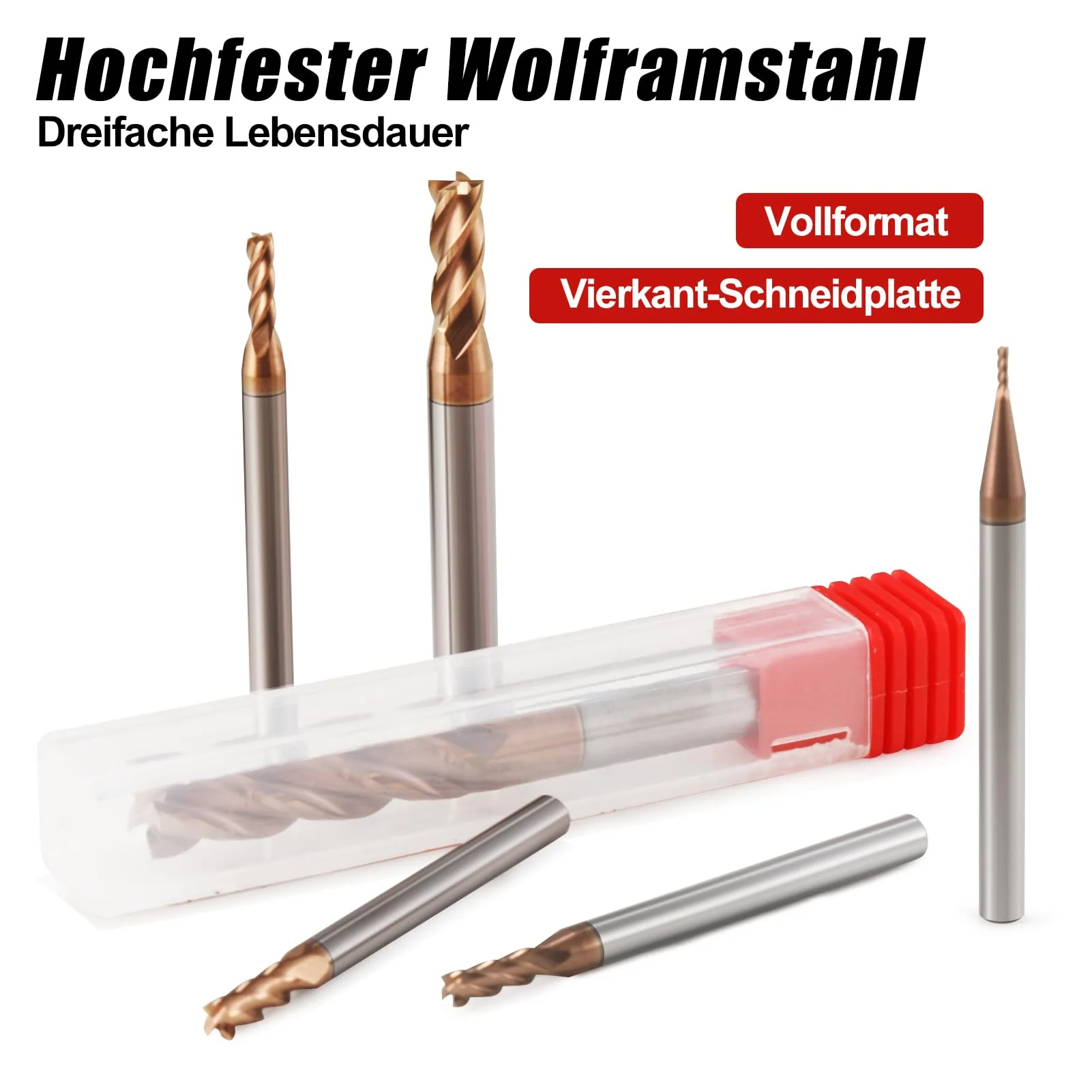 CNC Milling Cutter 2.5 mm Carbide AlTiN 55HRC 4 Flute for Roughing/Finishing Solid Carbide End Mills Tungsten Carbide Pack of 5 D2.5x7.5xD4x50L - Image 7