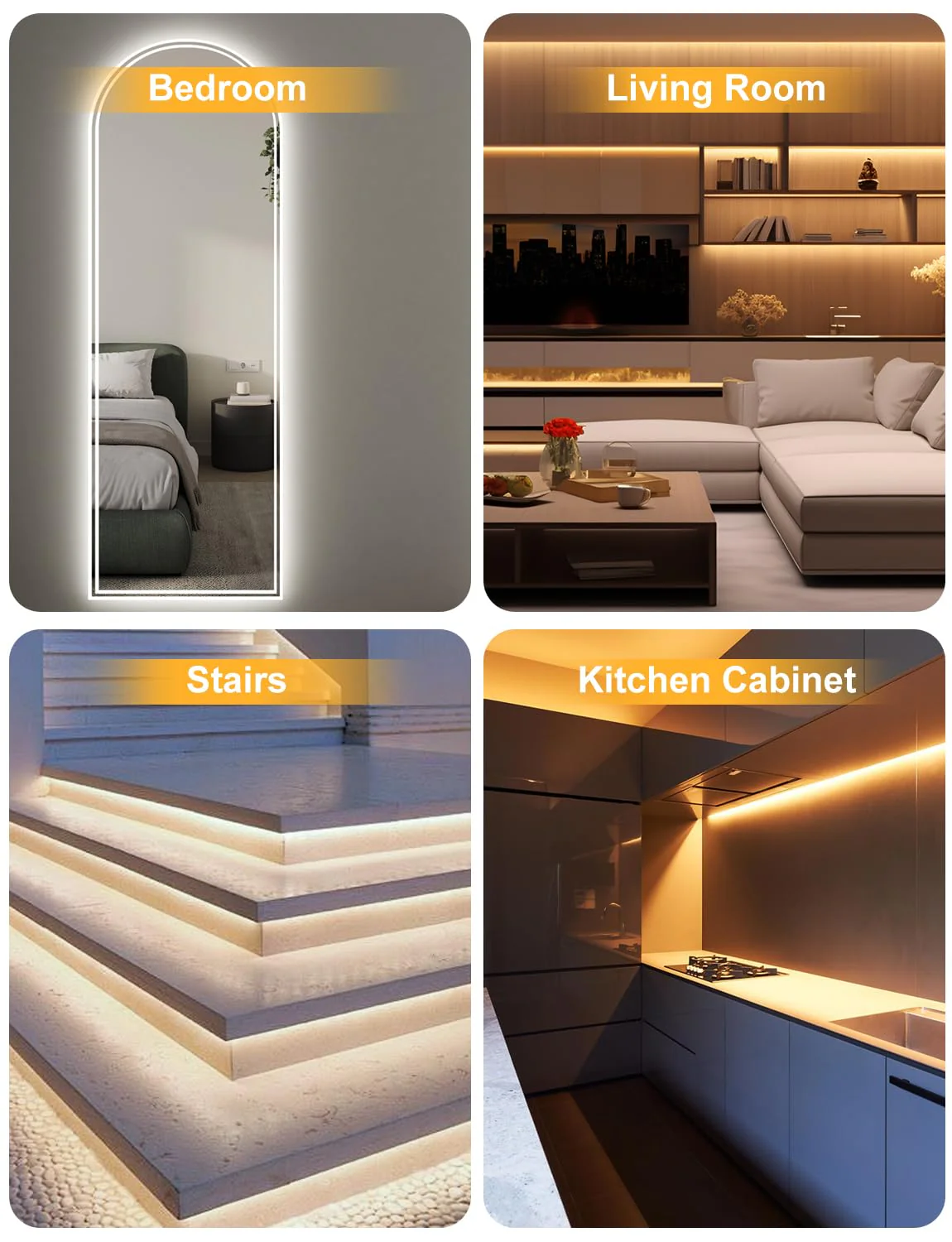COB LED Strip Light 16.4ft, Dimmable 2300K-6500K White CCT Tunable, DC 24V Cuttable LED Tape Light, High Density 3040 LED 36W CRI 90, APP Remote Control, Music Mode, For Home DIY, Living Room, Bedroom - Image 5