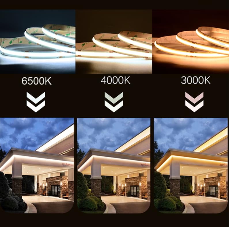 COB LED Strip Lights DC 12V LED Lights Flexible Super Bright LED Strips, 9W/m 2x16.4FT Cool White 6500K CRI 90+,480LEDs/m High Density Uniform Light for Home Room Decor 2Pack Cool White 6500K DC12V - Image 6