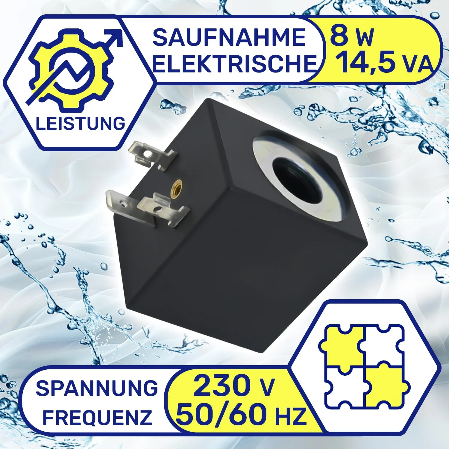 Coil for Solenoid Valve 39 x 36 x 29 mm Diameter 13.2 mm Class H IP65-230V 8W 50/60Hz 14.5VA MONTERAL - Image 3
