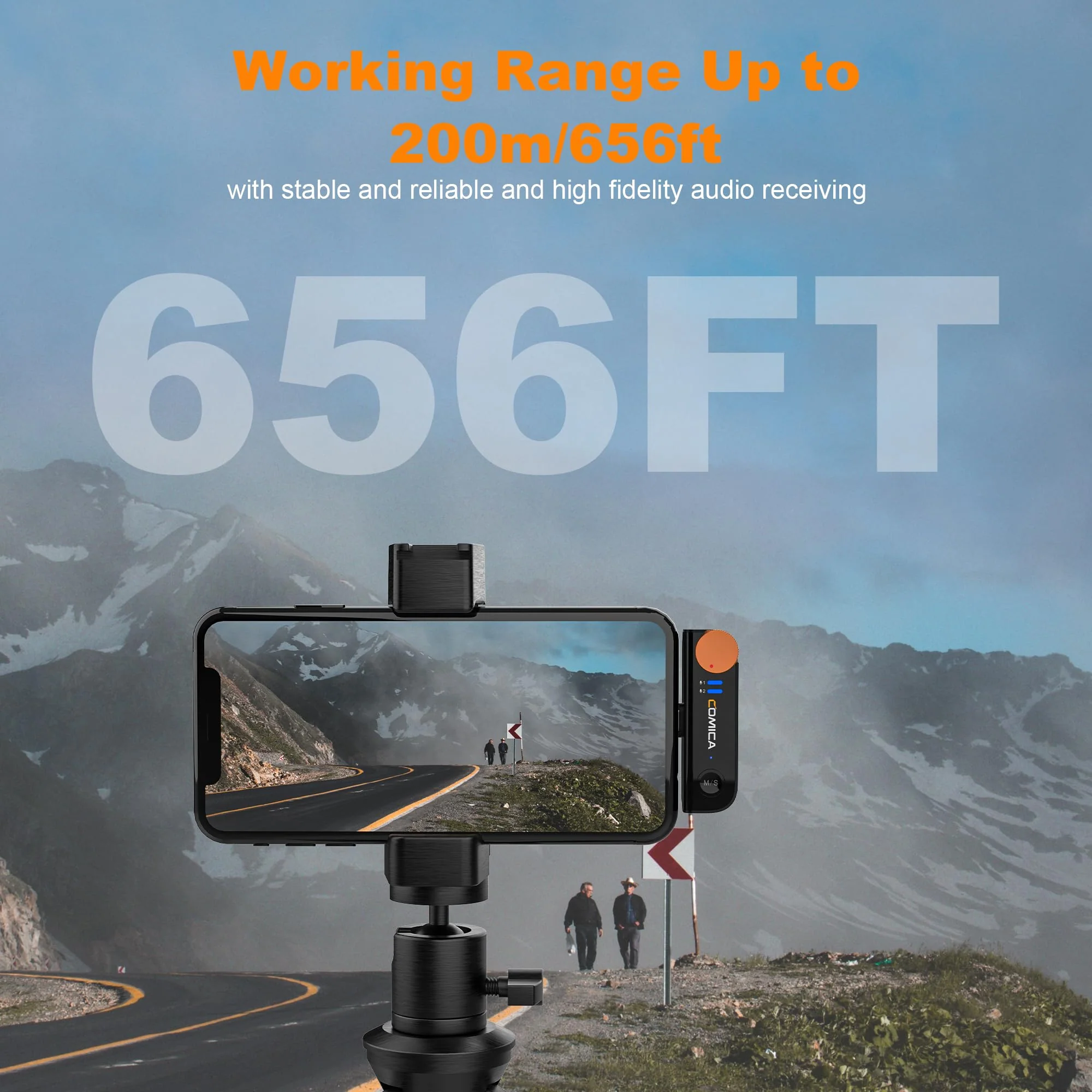COMICA Vimo S MI Wireless Microphone for iPhone, MFI Certified, Noise Cancellation, 656' Range, 15H Working Time, Monitoring, iPhone Mic for Video Recording, Vlog, Live Streaming, YouTube Lightning Version - Image 6