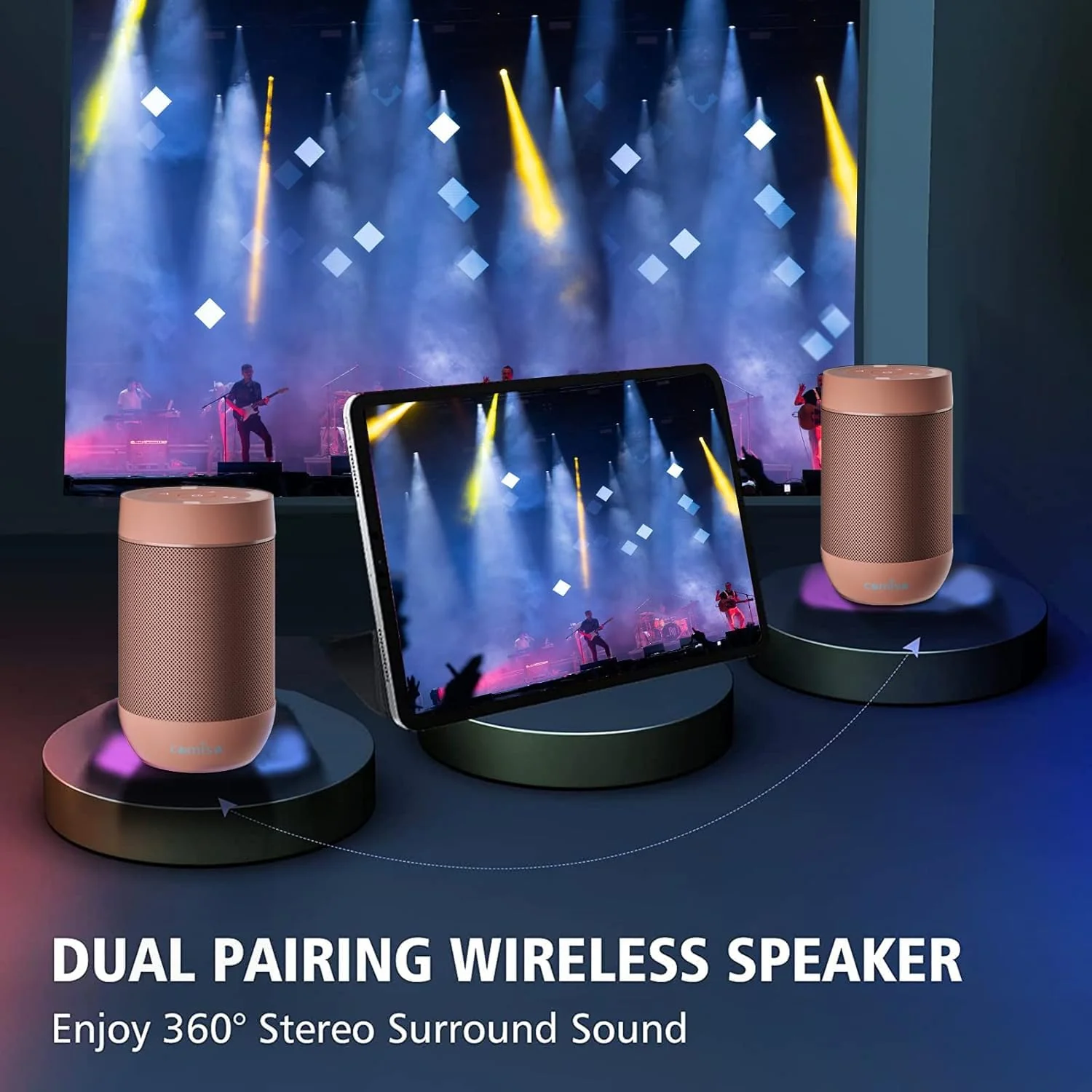 comiso Bluetooth Speaker, Portable Bluetooth Speakers with Wireless Stereo Pairing, Built in Mic, 360° HD Sound,IP65 Waterproof Speaker,Support TF Card, for Home/Party/Outdoor/Beach,Gift For Men/Women Pink - Image 5