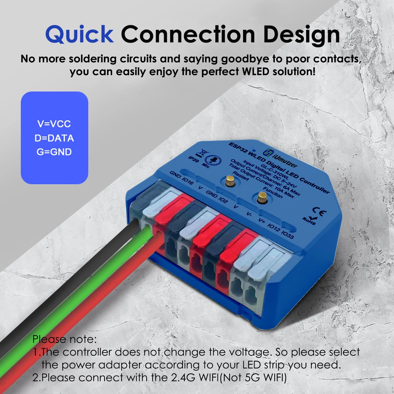 Compact WLED Controller with Mic, ESP32 DC 5V-24V Addressable LED Controller Digital RGB IC (WS2811 WS2812B SK6812 WS2815) WLED Open Source Firmware Pre-Installed - Image 4