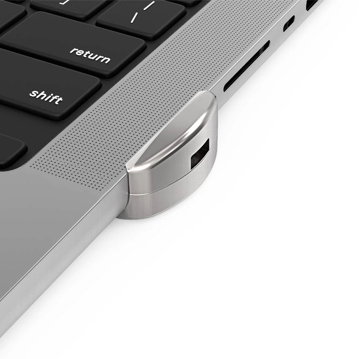 Compulocks Ledge Lock Adapter for MacBook Pro 14" M1, M2 & M3 with Combination Cable Lock Silver - Image 7