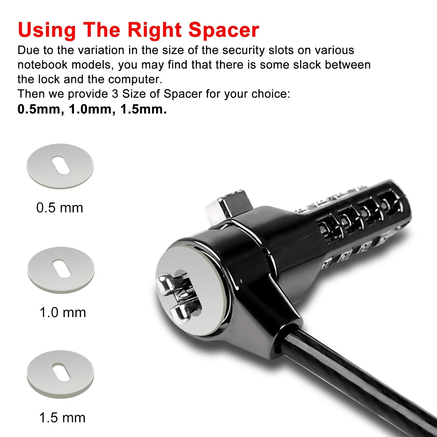 Computer Laptop Cable Lock,Slot Plate 6.23ft Cable,Security Computer Combination Lock, 4 Digital Password Protection Cable, Anti Theft Lock and Notebook Other Device - Image 5