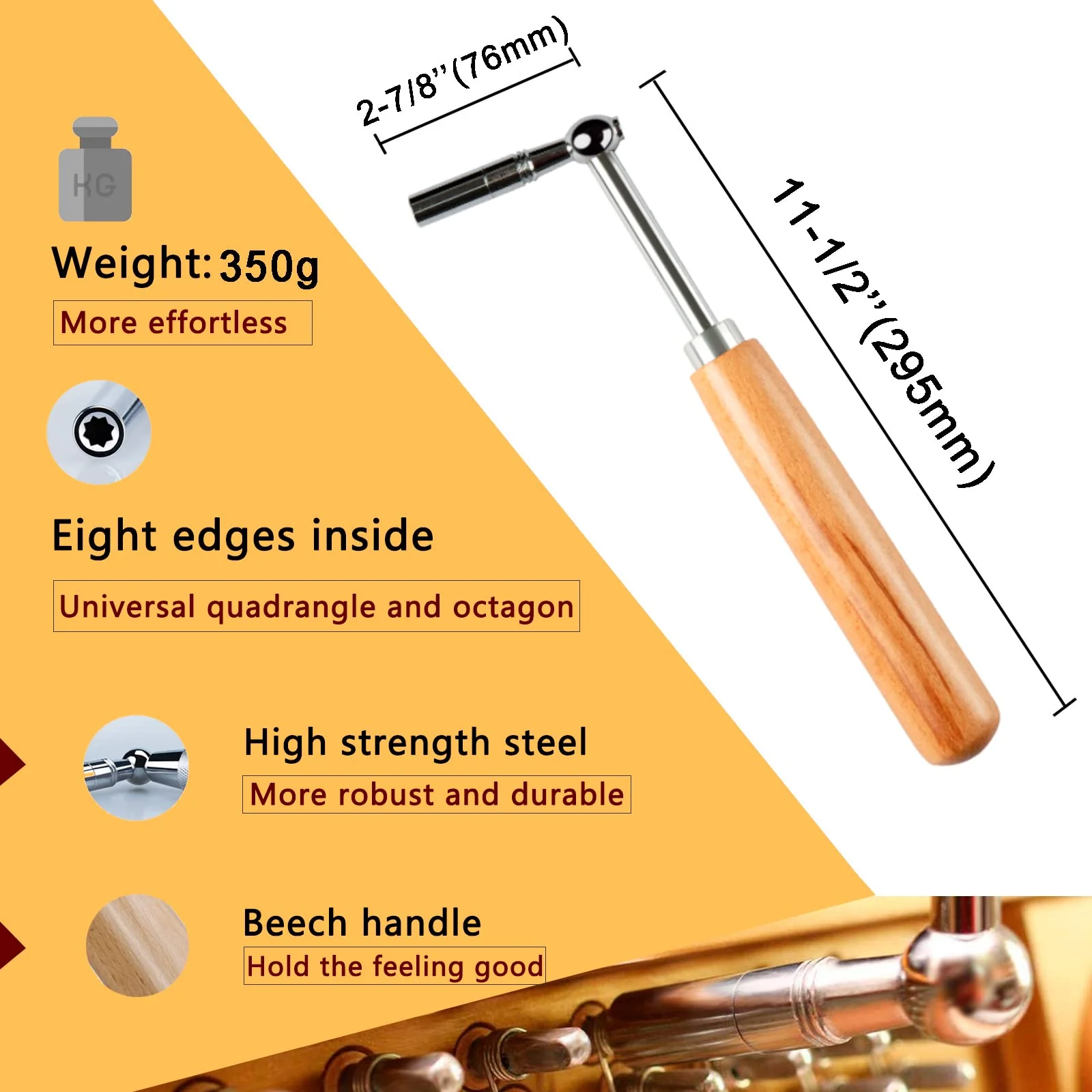 CONCHACIELO Piano Tuning Kit: Universal Piano Tuning Tools Kit Set with Portable Velvet Bag, Tuning Wrench, Long Mute Felt, Rubber Mutes. for Tuning Beginner, Professional Tuner (Simple Tuning Set - Image 2