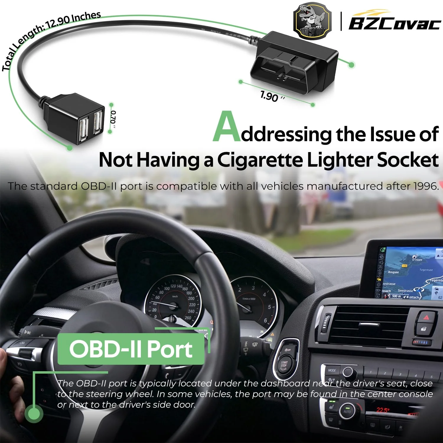 Constant Power Cable for Garmin Dash Cam, OBD-II Port Adapter with Dual USB for Car Charging, Supports Multiple Parking Modes - Image 5