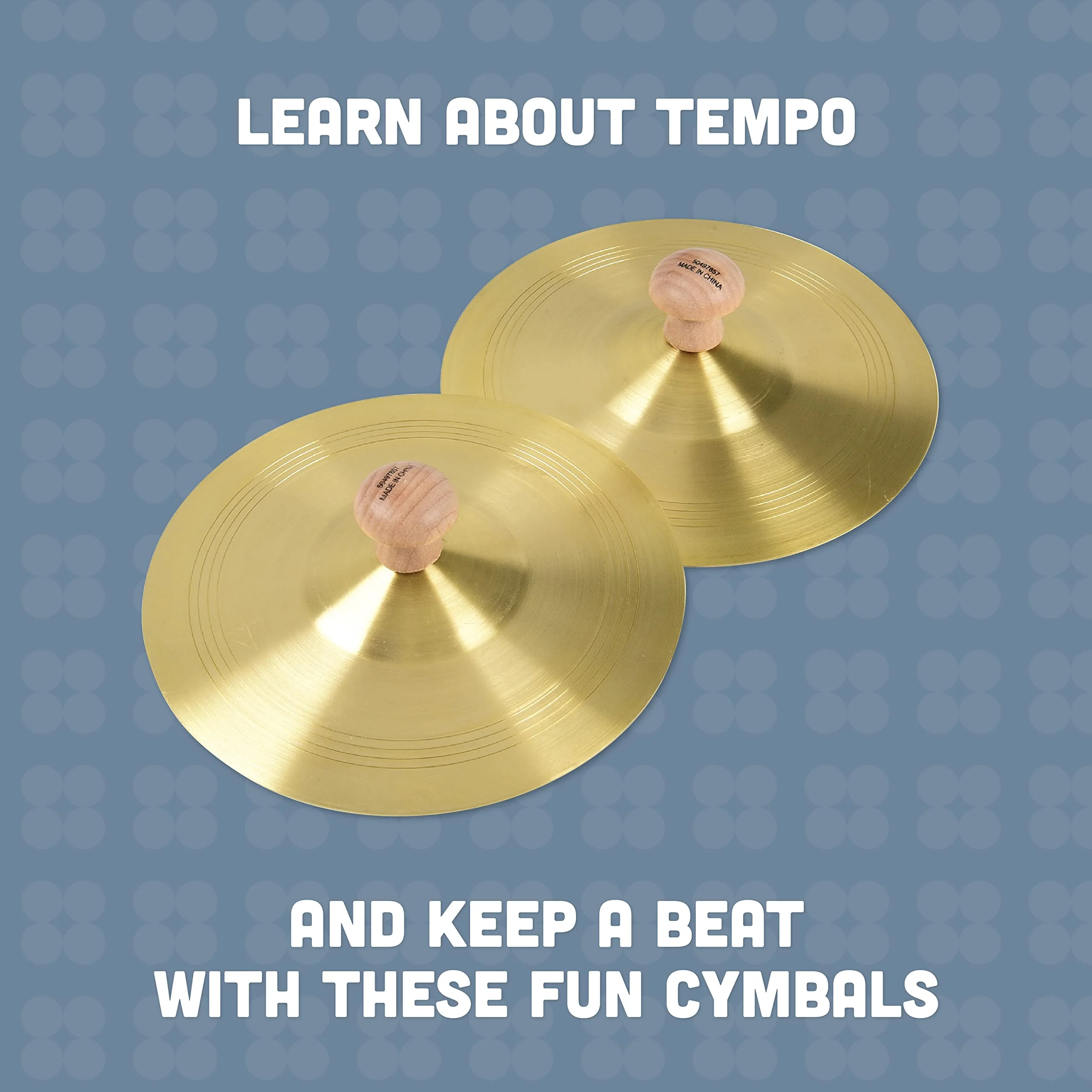 Constructive Playthings 6 in. Fine Polished Brass Finger Cymbals for Rhythm Band with Attached Knobs, Kids Instruments Teach Tempo and Keeping a Beat, Toddler Toys for 3 Years and Older - Image 2