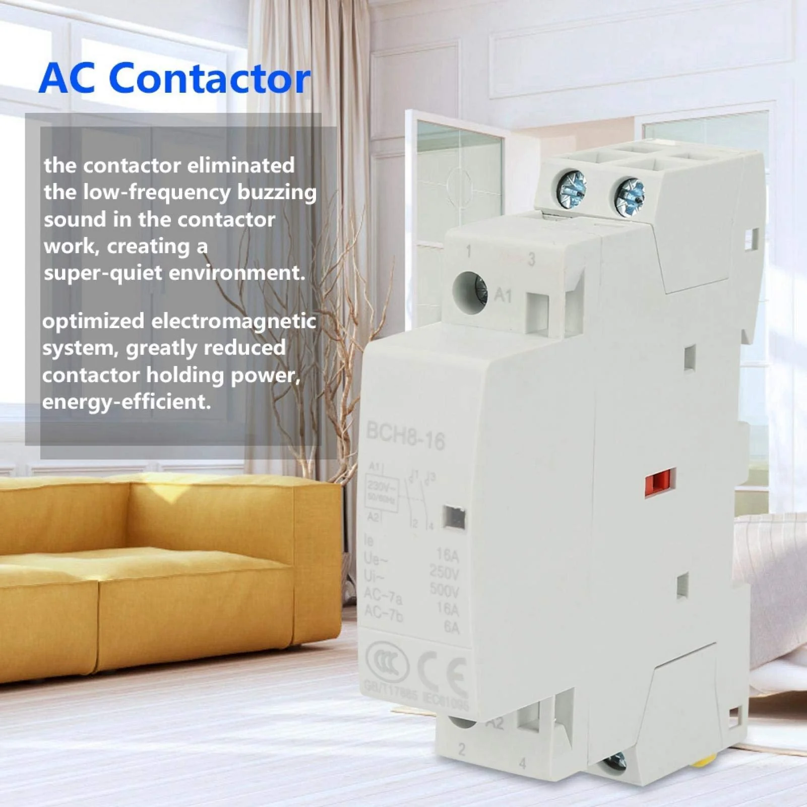 Contactor, 220 V/230 V, DIN rail, household AC contactor, 16 A contactor, number of main contacts, 2P, 2NO 50/60 Hz, circuit control - Image 5