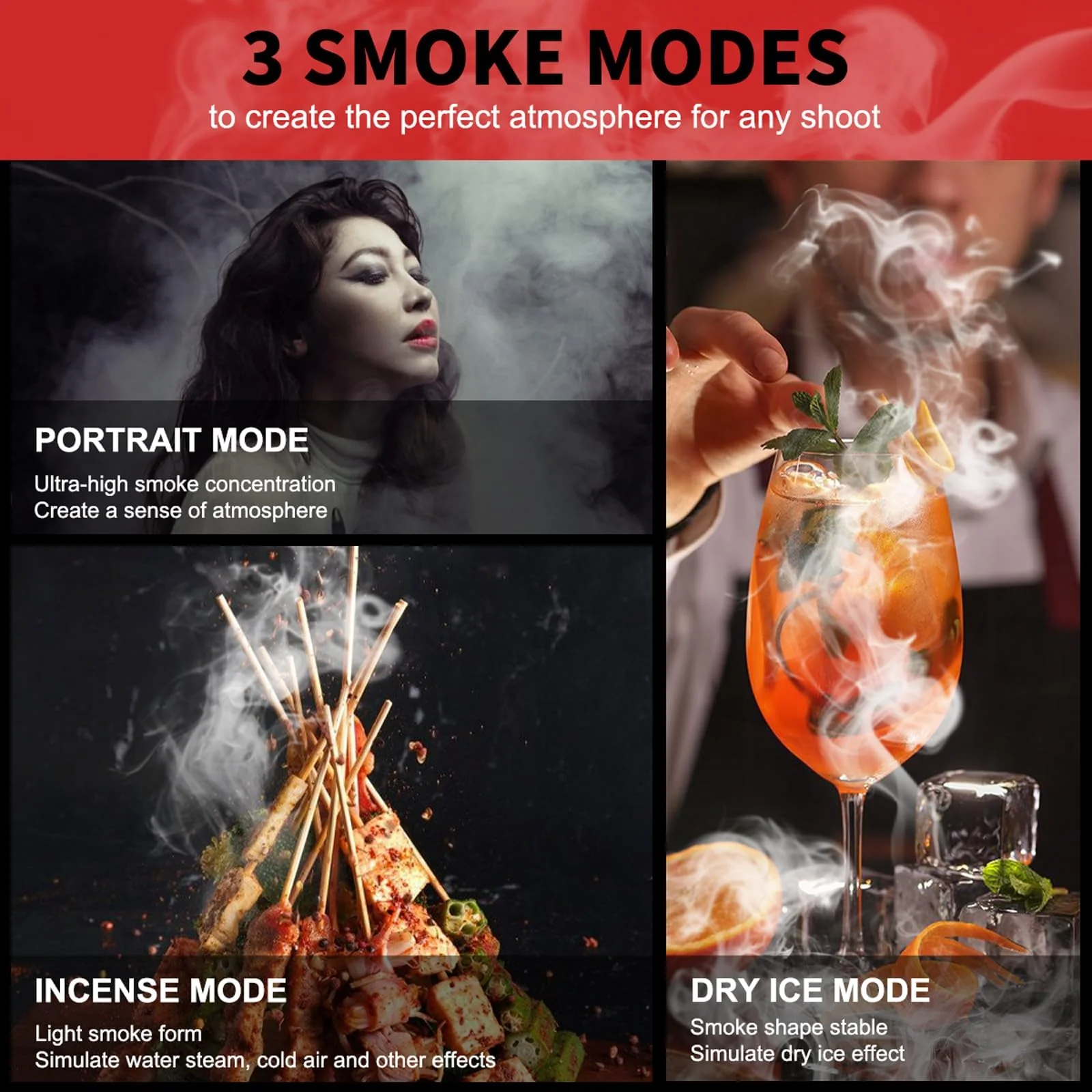 COOWOO Portable Mini Fog Machine, 3 Adjustable Modes, Handheld Fog Machine with Remote Control Fogger for TikTok Live Streaming, Youtube Short Videos, Photography and Parties, Model Smoke L - Image 3