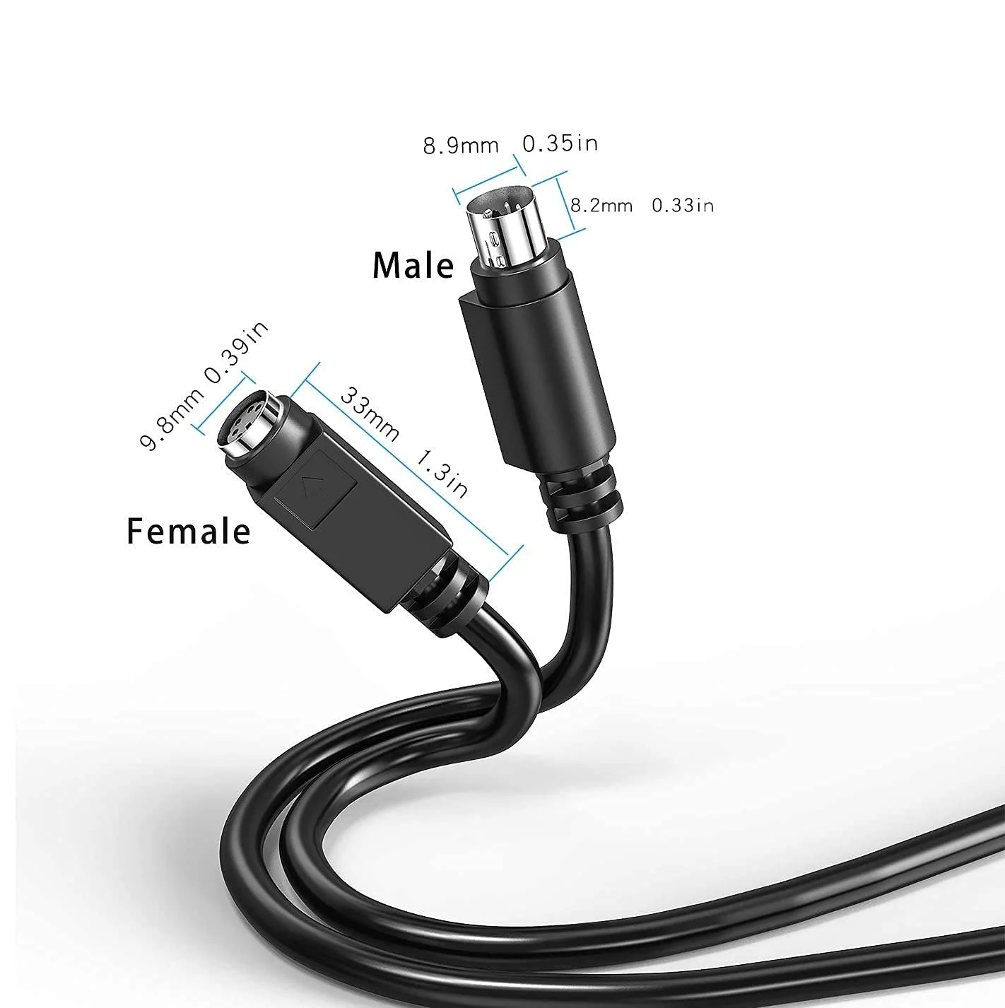Copper Wires PS/2 Extension Cable, Mini Din 6pin Male to Female Cable for Computer PC Keyboard/Mouse/KVM & More 6ft（ M/F 2M） - Image 8