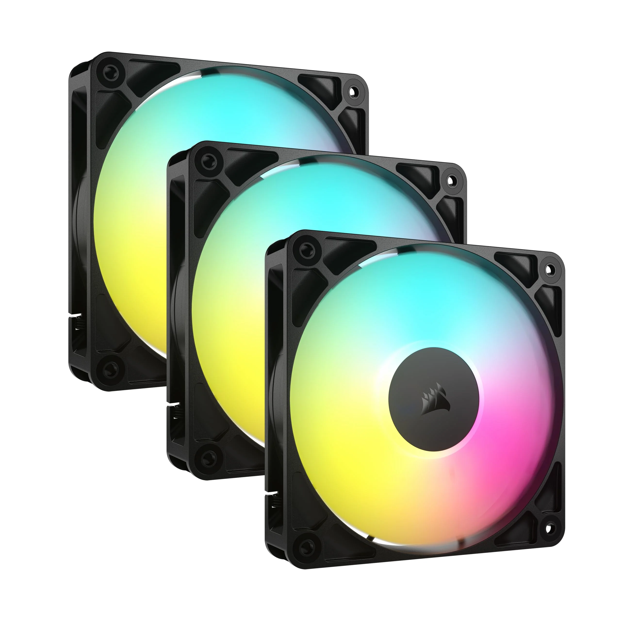 CORSAIR RS120 ARGB 120mm PWM Fans – Daisy-Chain Connection – Low-Noise – Magnetic Dome Bearing – Triple Pack – Black 3 x 120mm