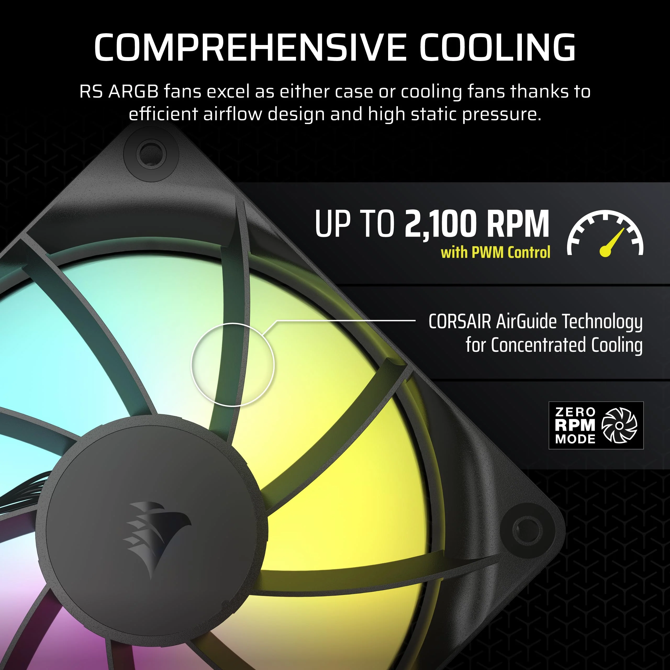 CORSAIR RS120 ARGB 120mm PWM Fans – Daisy-Chain Connection – Low-Noise – Magnetic Dome Bearing – Triple Pack – Black 3 x 120mm - Image 6