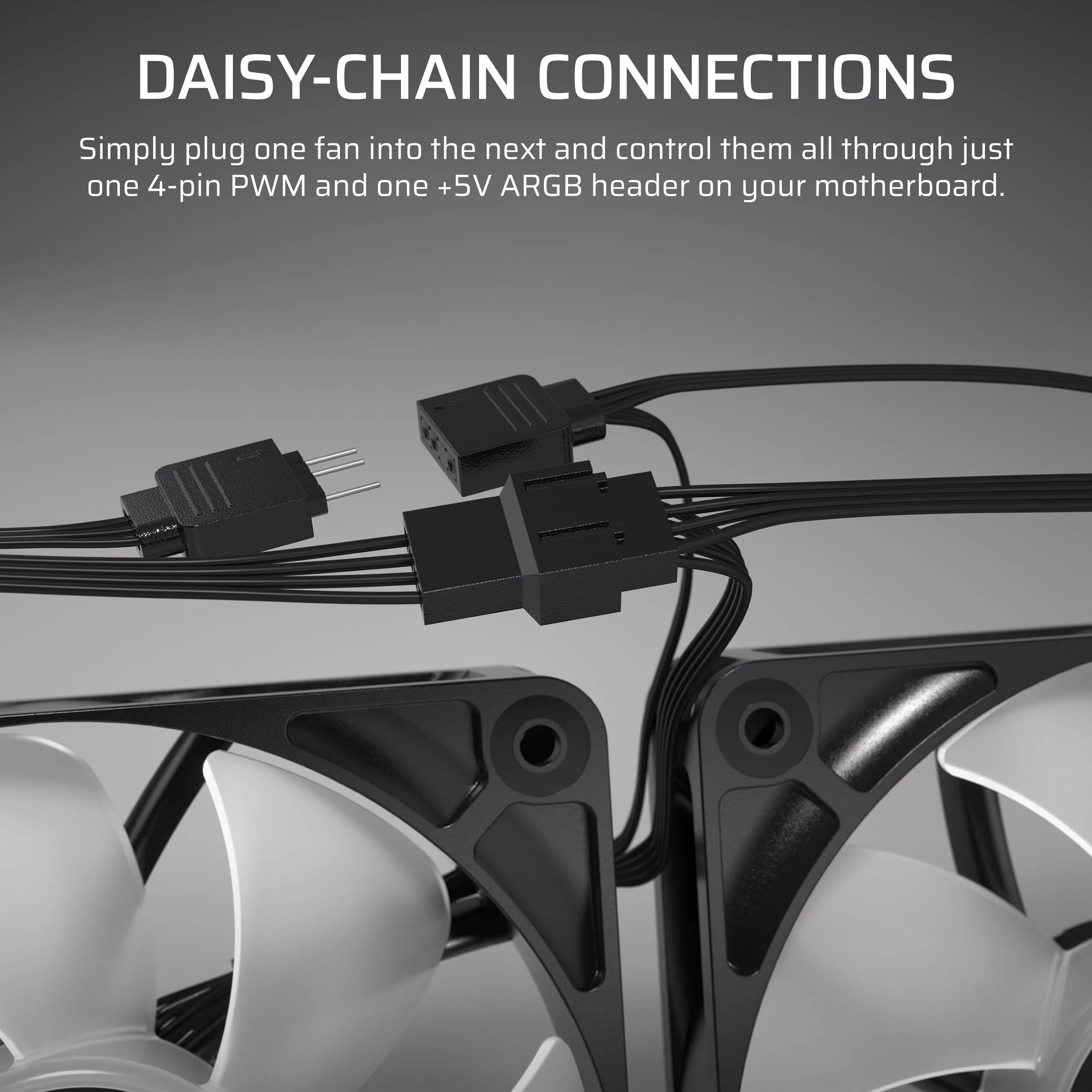 CORSAIR RS120 ARGB 120mm PWM Fans – Daisy-Chain Connection – Low-Noise – Magnetic Dome Bearing – Triple Pack – White 3 x 120mm - Image 5