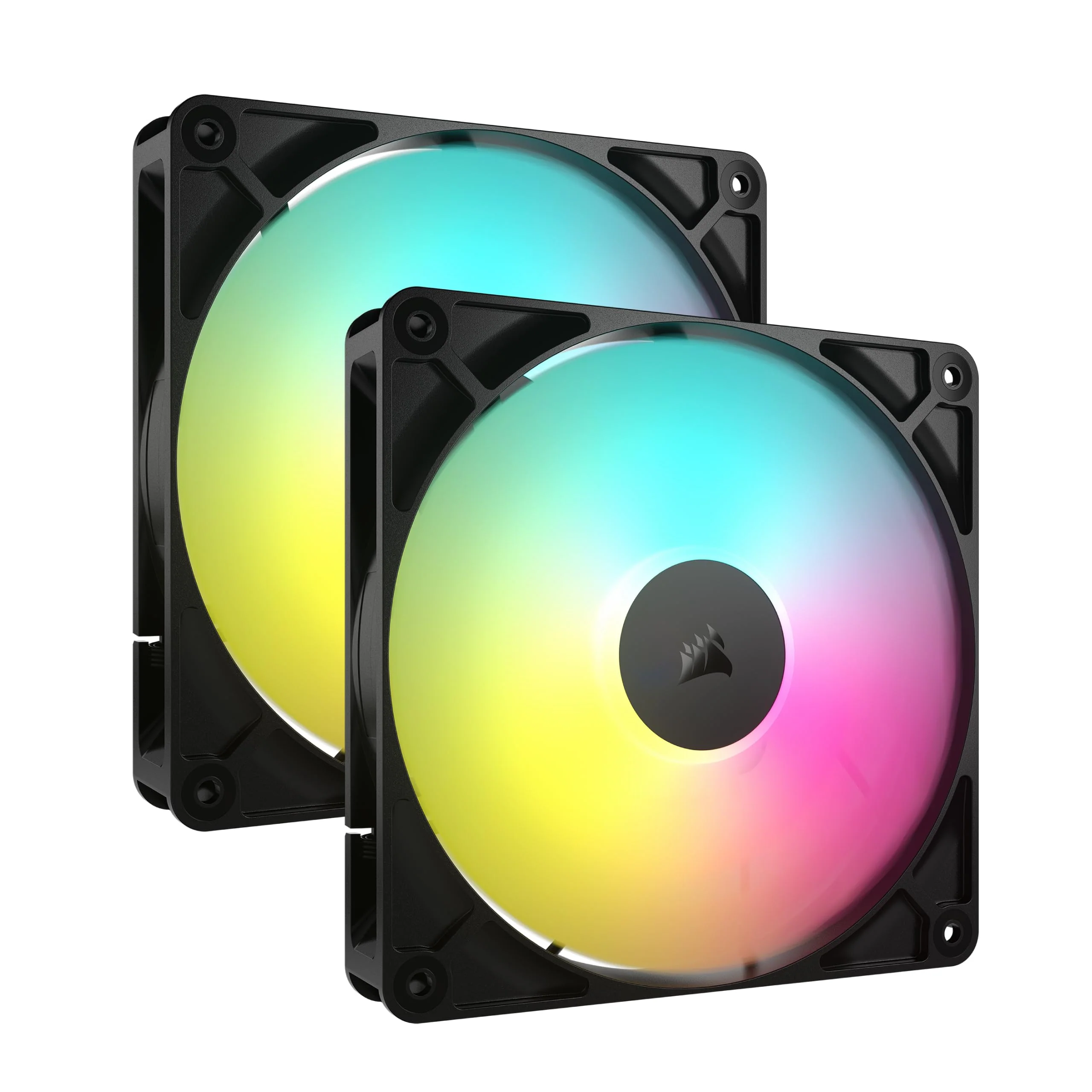CORSAIR RS140 ARGB 140mm PWM Fans – Daisy-Chain Connection – Low-Noise – Magnetic Dome Bearing – Dual Pack – Black 2 x 140mm