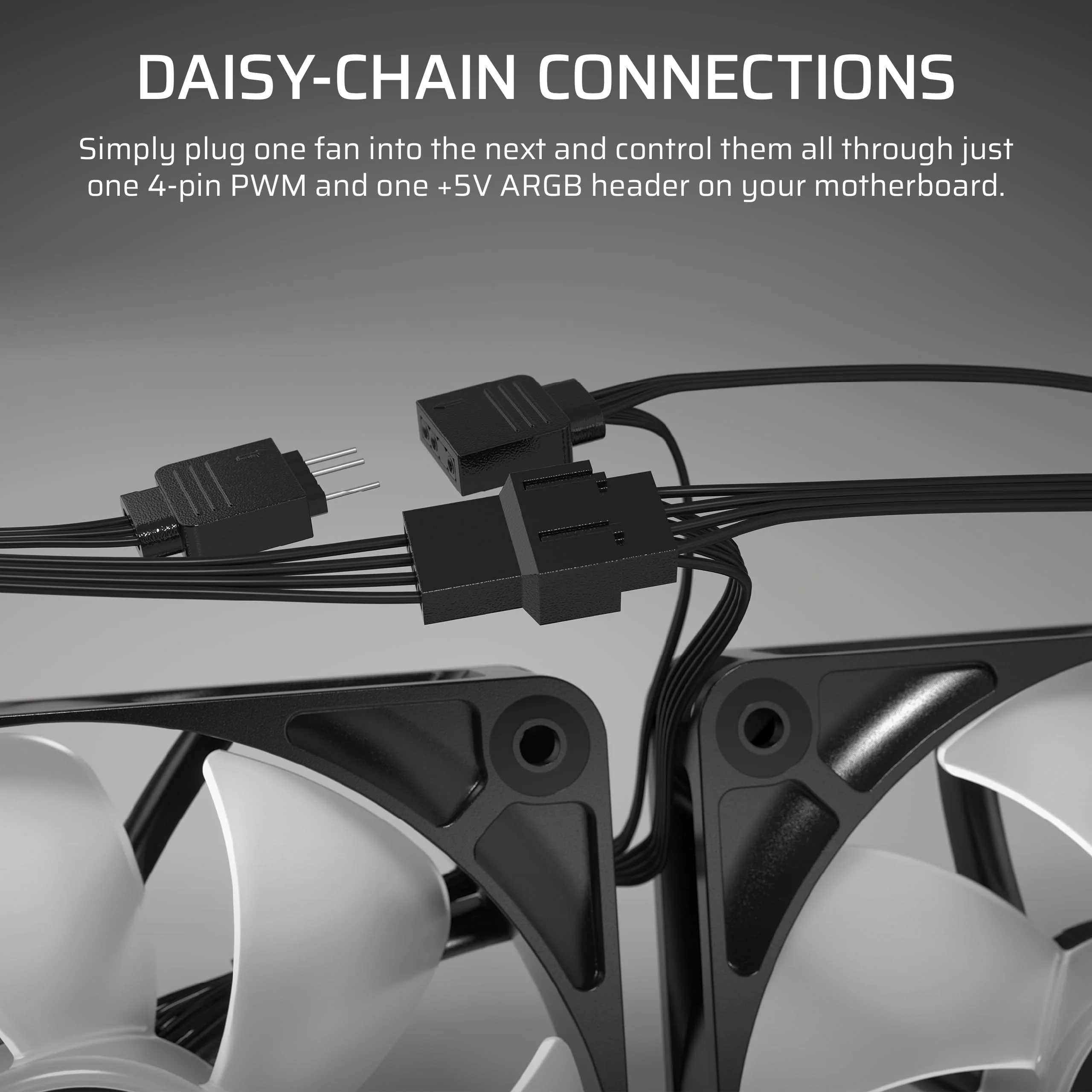 CORSAIR RS140 ARGB 140mm PWM Fans – Daisy-Chain Connection – Low-Noise – Magnetic Dome Bearing – Dual Pack – Black 2 x 140mm - Image 5