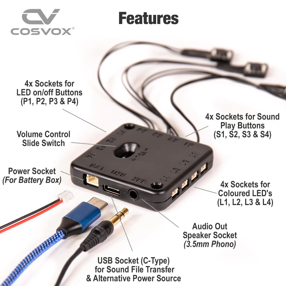 Cosplay Sound Effects Module. DIY Recordable Audio MP3 Sound Chip with 4 Push Buttons, 8MB Memory. Add Sound Effects or Music to Your Cosplay Costume Accessories, Crafts, Props and Replicas. - Image 4
