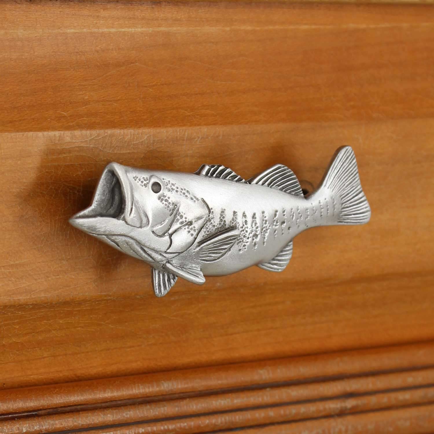 Costello Coastal - Bass Cabinet Knob (Left Facing) - Artist Designed Pewter Hardware Left Facing - Image 4