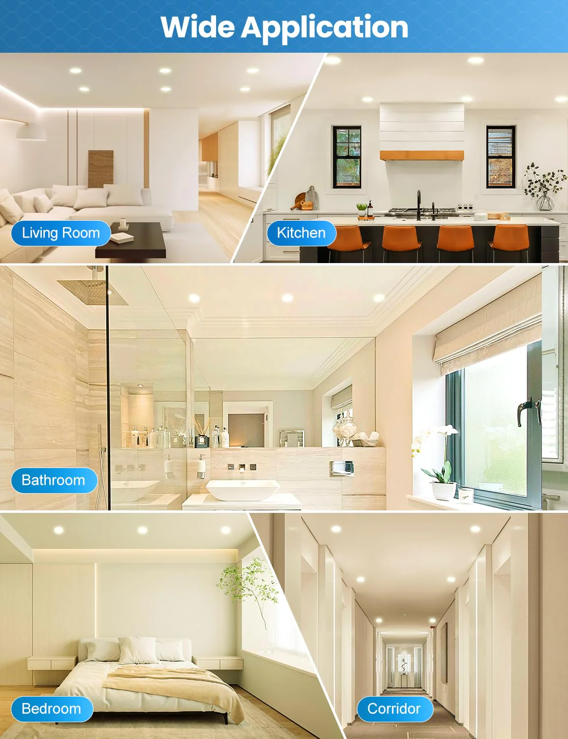 COTLEDL LED Recessed Spotlight, 230 V Flat, 10 LED Spotlights, 5 W, Neutral White, 4000 K, 68-80 mm Hole Size, IP44 Bathroom Recessed Lights, 450 LM Ceiling Spotlights for Bathroom, Living Room Neutral White 4000k Set of 10 - Image 6
