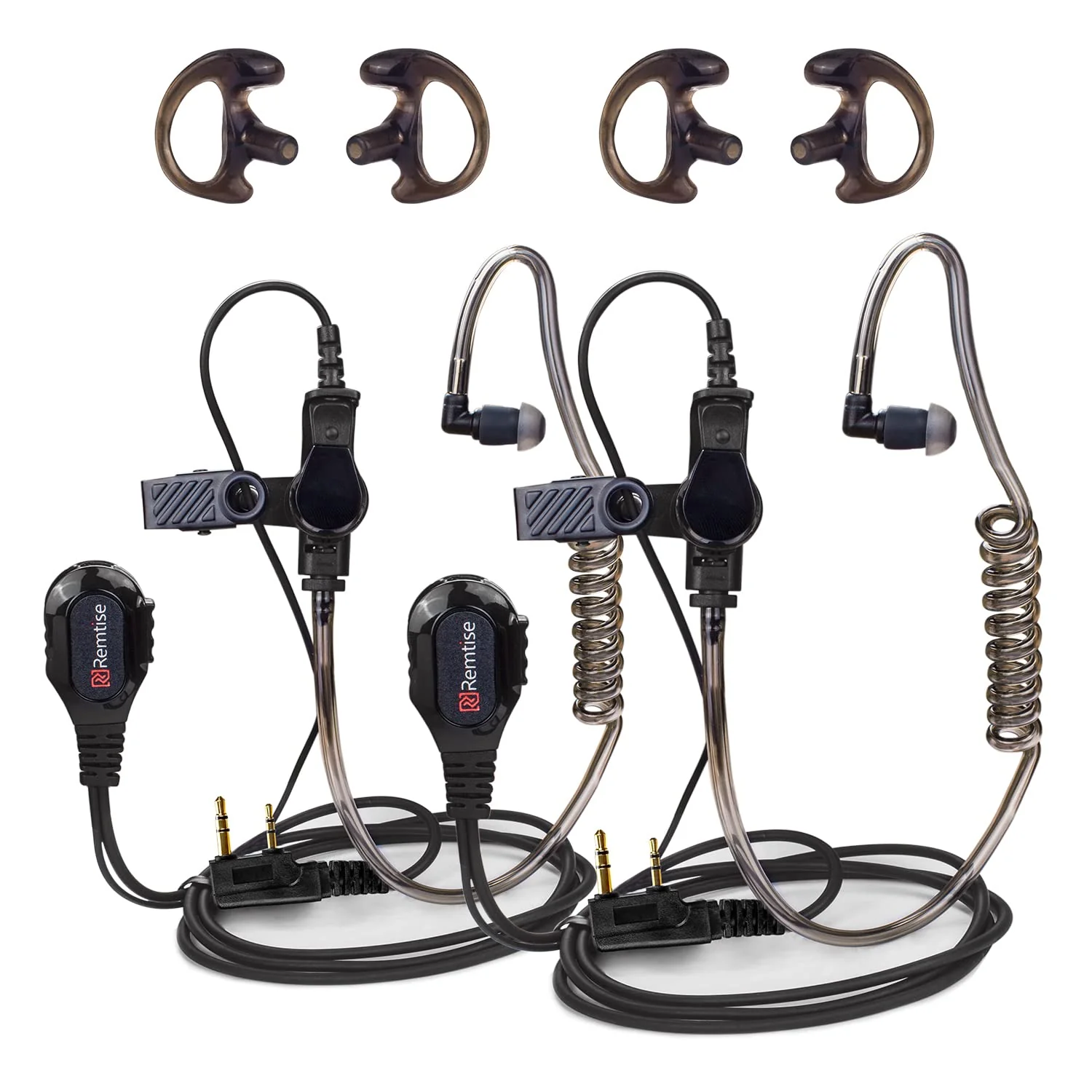 Covert Acoustic Tube Earpiece with Mic for Baofeng UV-5R Walkie Talkies, Surveillance Headset and PTT Compatible with 2 Way Radios Brands Baofeng and Kenwood, Puxing, Wouxun (2 Pcs-Black) Black