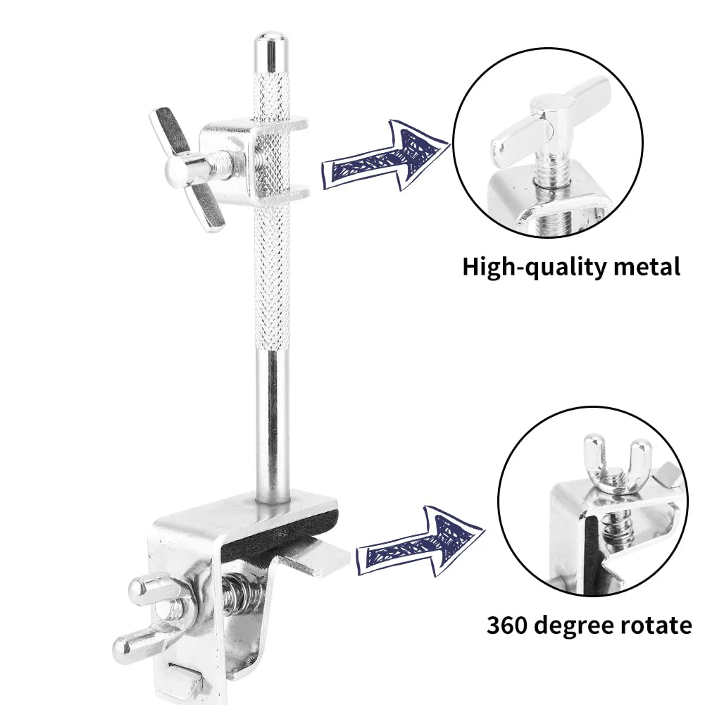 Cowbell Clamp, Drum Jazz Mounting Bracket Drummer Hoop Mounted Clamping Jaws Adjustable Height Angle Rod Arm Standard Holder Kit Tambourine Bass Set Percussion Musical Instrument Accessories Up Down - Image 4