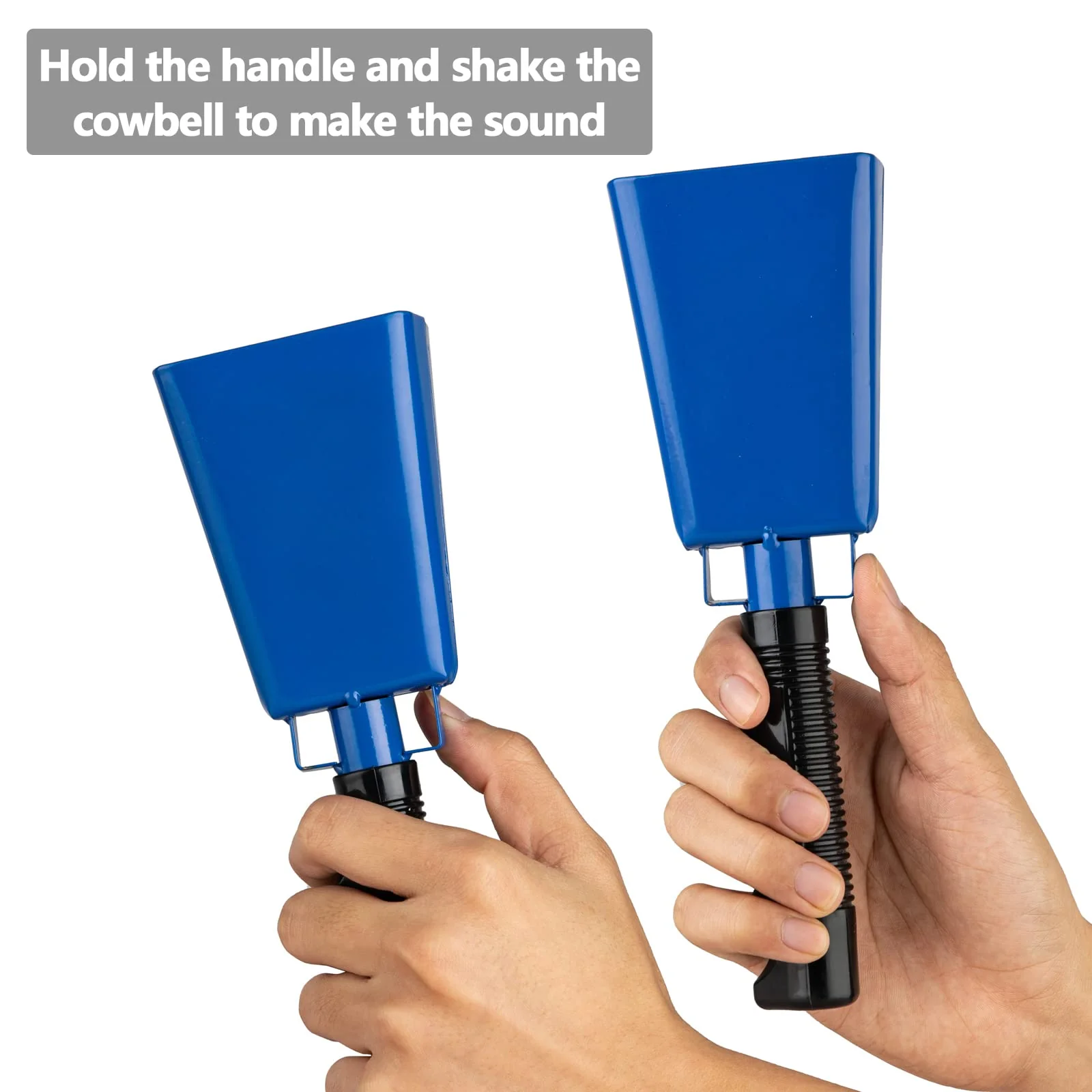 Cowbells 2pcs,Steel Cow Bell 8 inch with Handle,Cheering Hand Bell for Sports Events,Football Games,Party,Farm,Hand Chimes Percussion Musical Instruments (8 inch, Blue) - Image 2