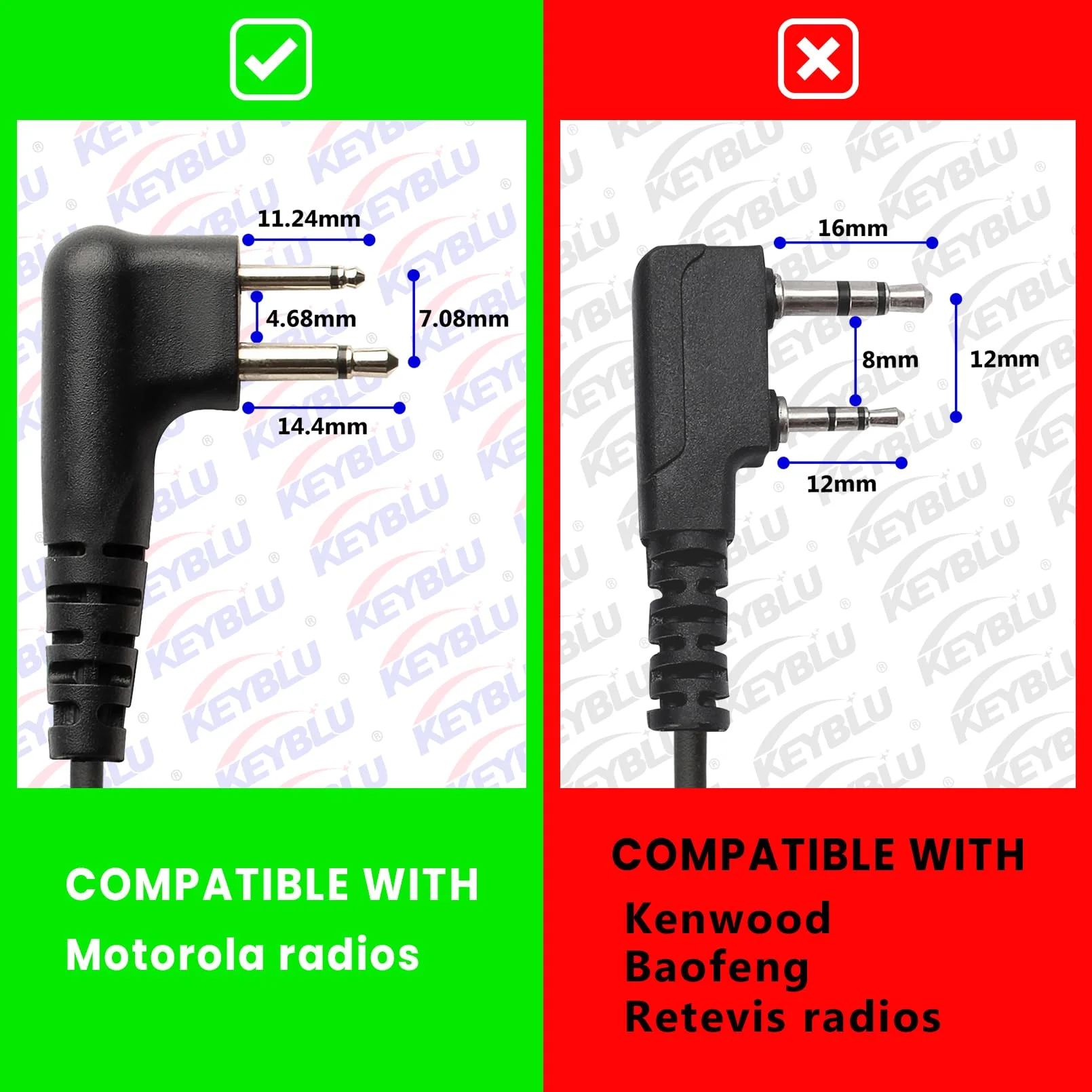 CP200D Waterproof Shoulder Speaker Mic 2 Pin Radio Microphone with 3.5mm Audio Jack Compatible with Motorola CP200 CLS1410 CLS1110 RDM2070D Walkie Talkie(for Motorola, Black with 3.5 mm Jack) for MOTOROLA - Image 2