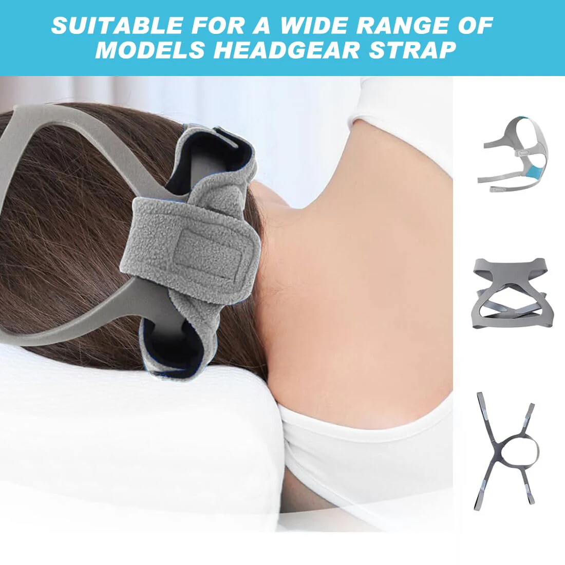 CPAP Neck Pad CPAP Neck Pad Headgear Strap Cover Universal Sleep Apnea Masks Neck Pads, Grey - Image 5