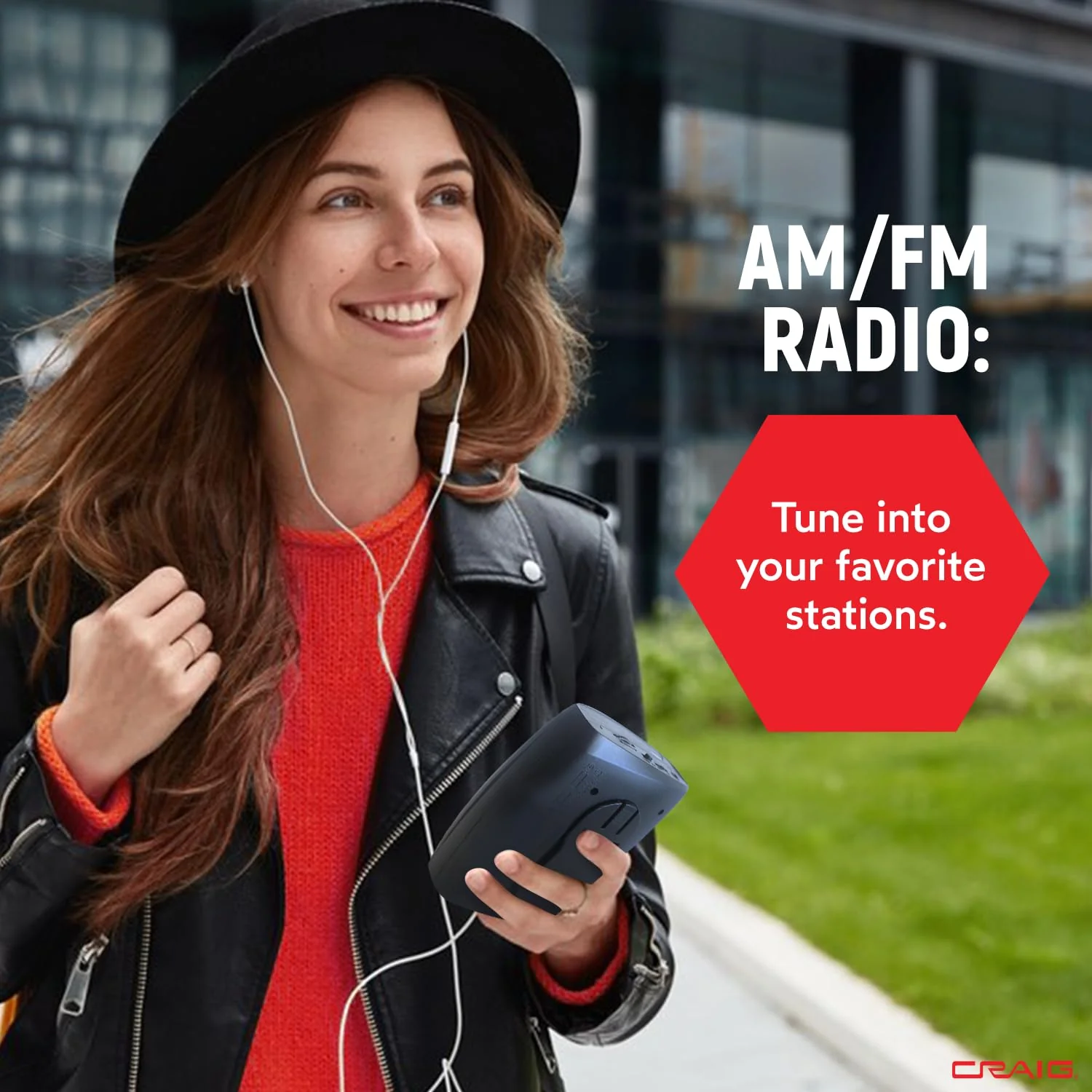 Craig Stereo Cassette Player/Recorder with Earphones: Portable AM/FM Radio & One-Touch Recording System - Image 5