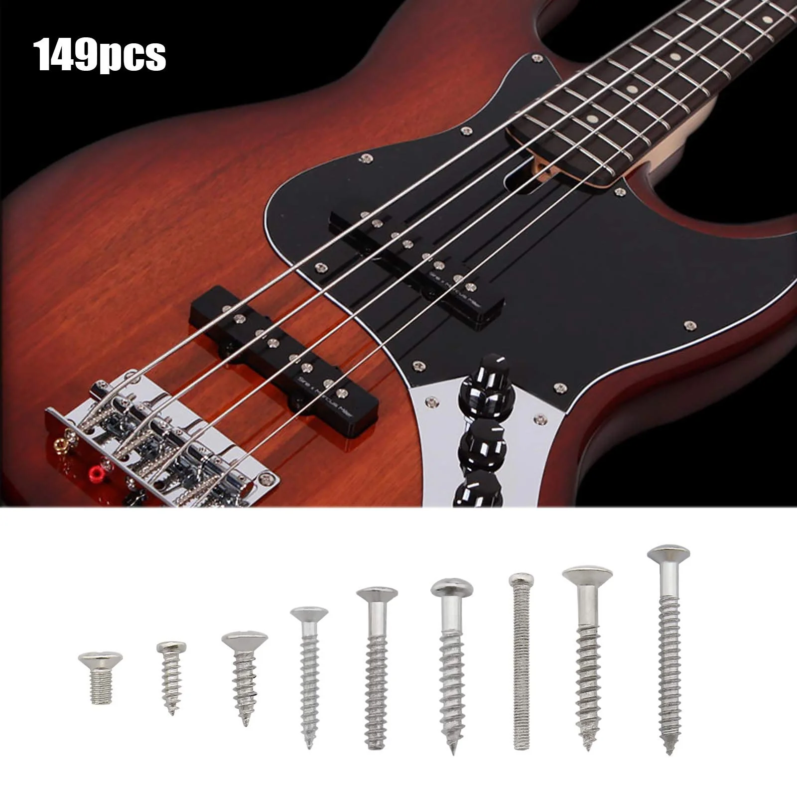 Create idea 149Pcs Guitar Screws Kit for Electric Guitar Bass Bridge Pickup Tuner Switch Neck Plate Pickguard with Storage Box 9 Types - Image 3