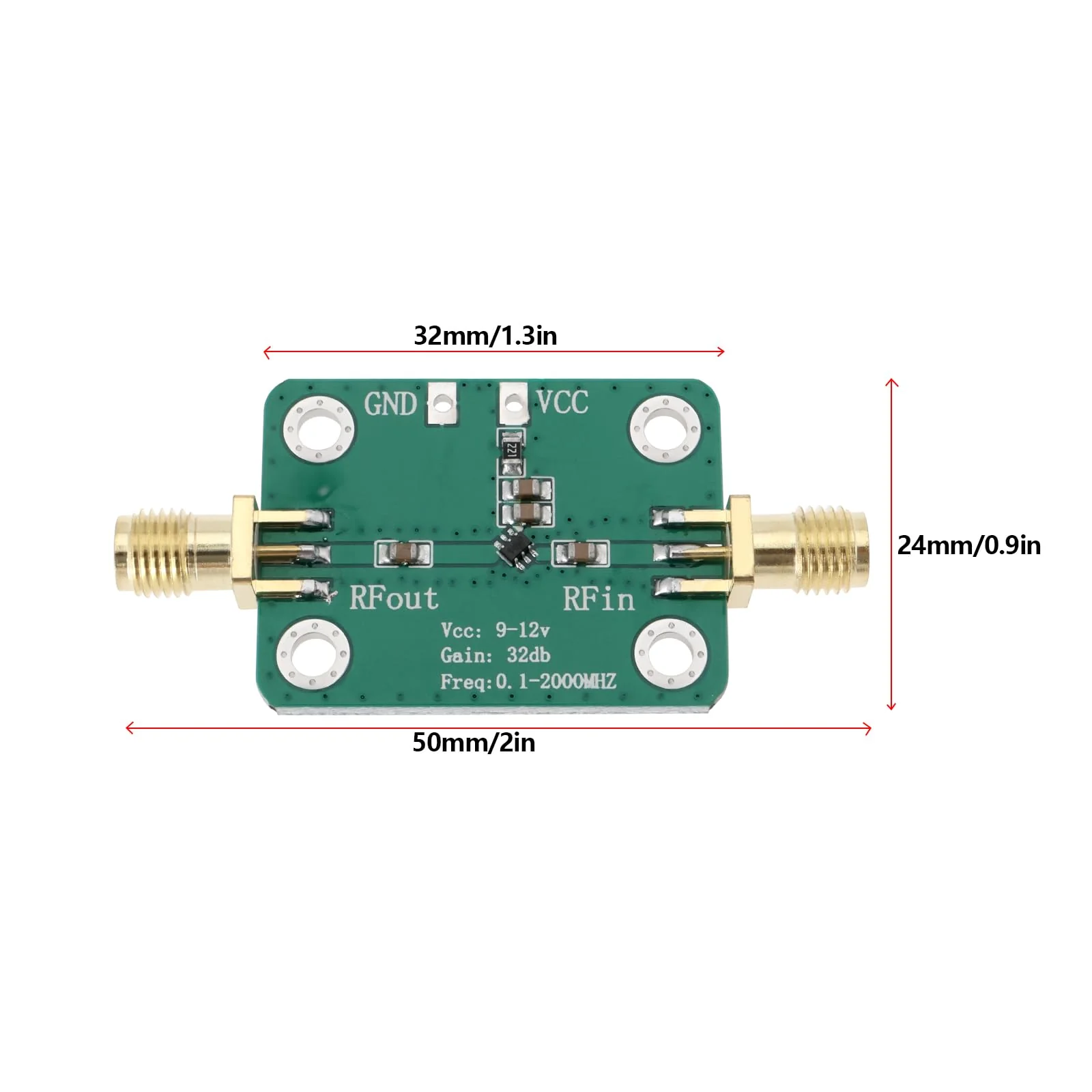 Create idea 2pcs RF Broadband Amplifier 9V-12V 30dB Low Noise LNA Broadband Module 0.1-2000MHz AMP Module for Shortwave FM Radio Remote Control Receiver - Image 4