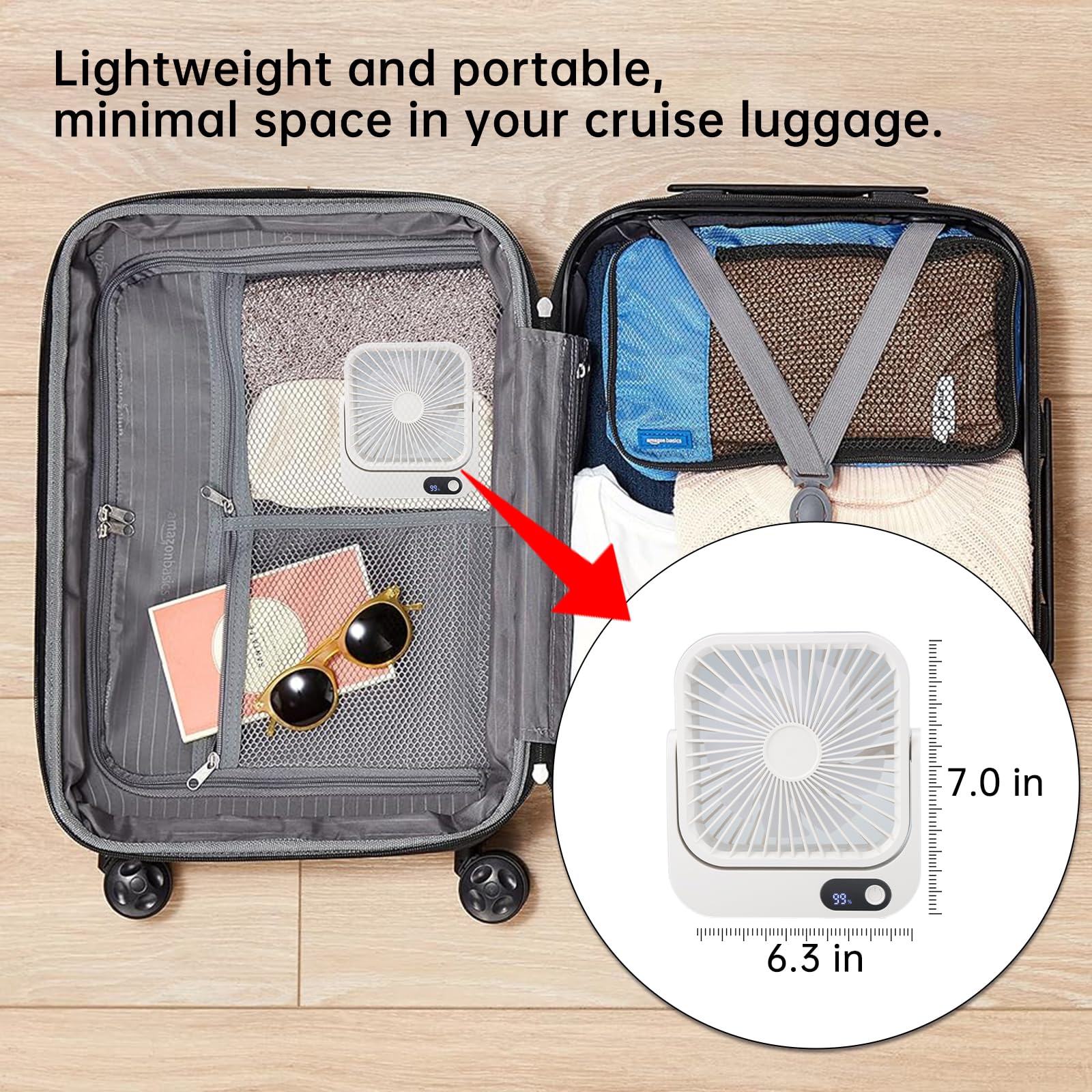 Cruise Fan, Cruise Ship Approved USB Fan, Magnetic Base, 6-10 Hour Battery, Five Speed Control - Image 6