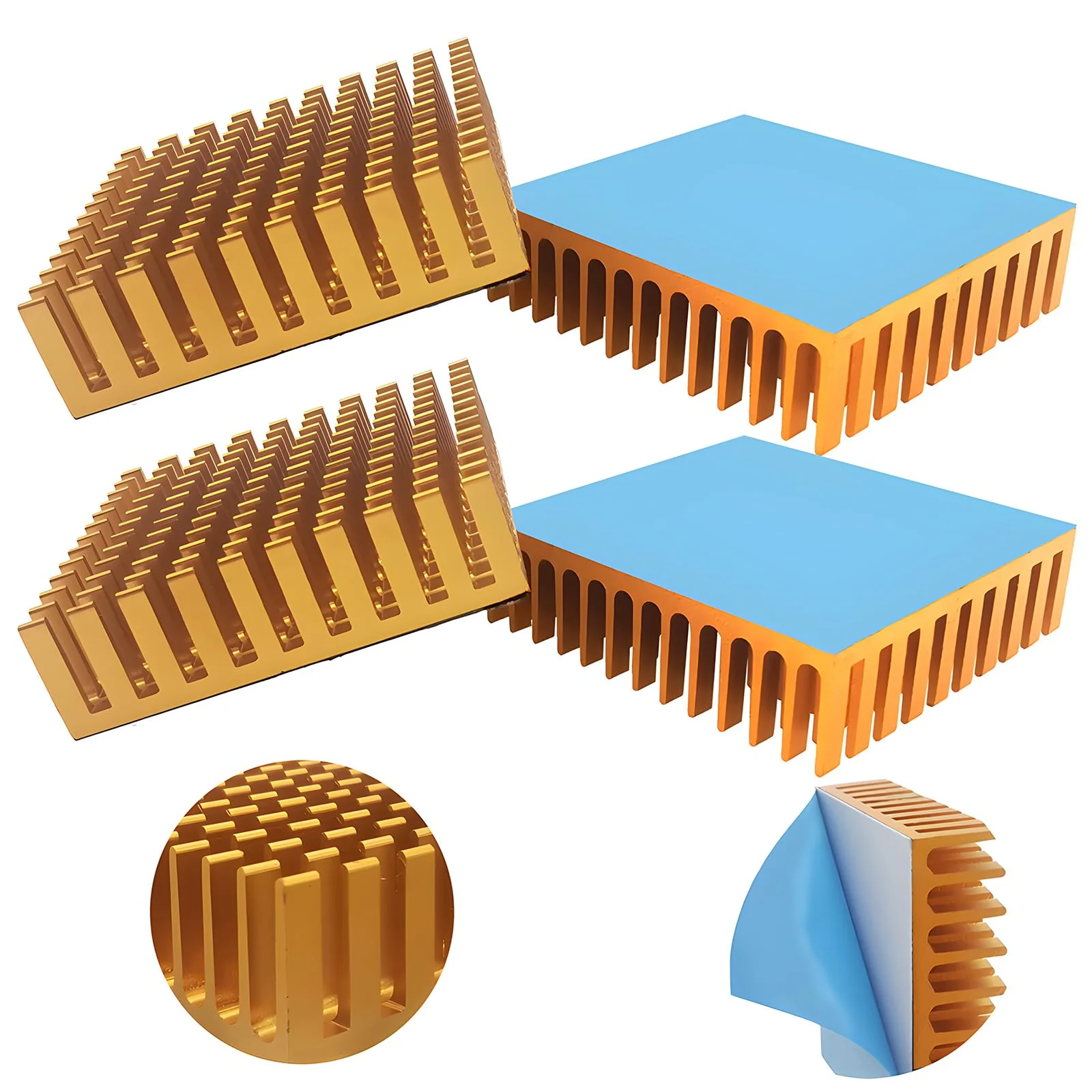 CTRICALVER Aluminium Heatsink, Black Radiator Cooling Radiator 40 mm x 40 mm x 11 mm with Thermal Adhesive (4 Pieces)