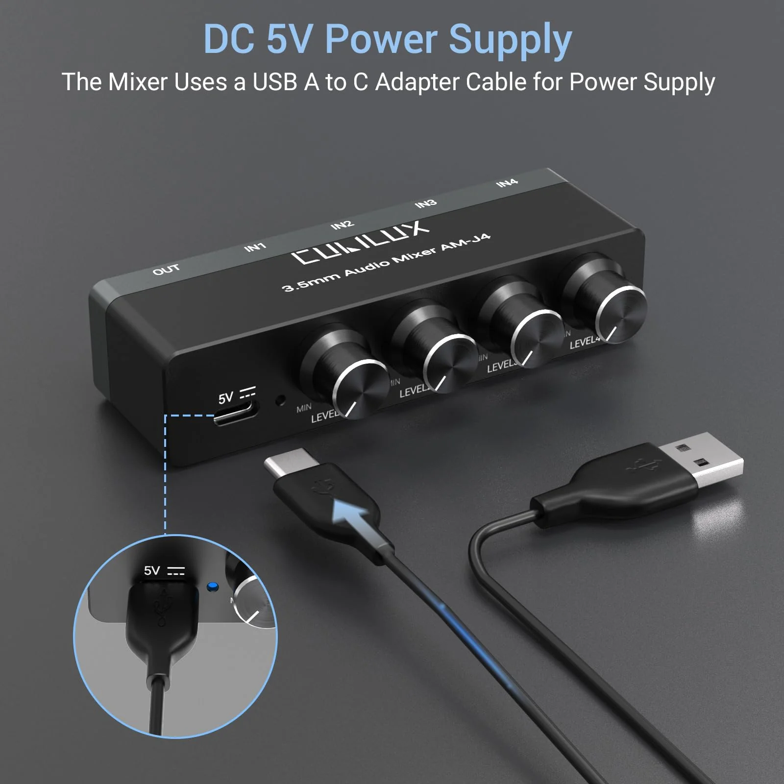 Cubilux 4-Channel 3.5mm Audio Mixer, Ultra-Low-Noise Mini Audio Mixer for Sub-Mixing, 1/8 TS/TRS Input, Stereo Switcher Suitable for Guitars, Bass, Keyboards - Image 7