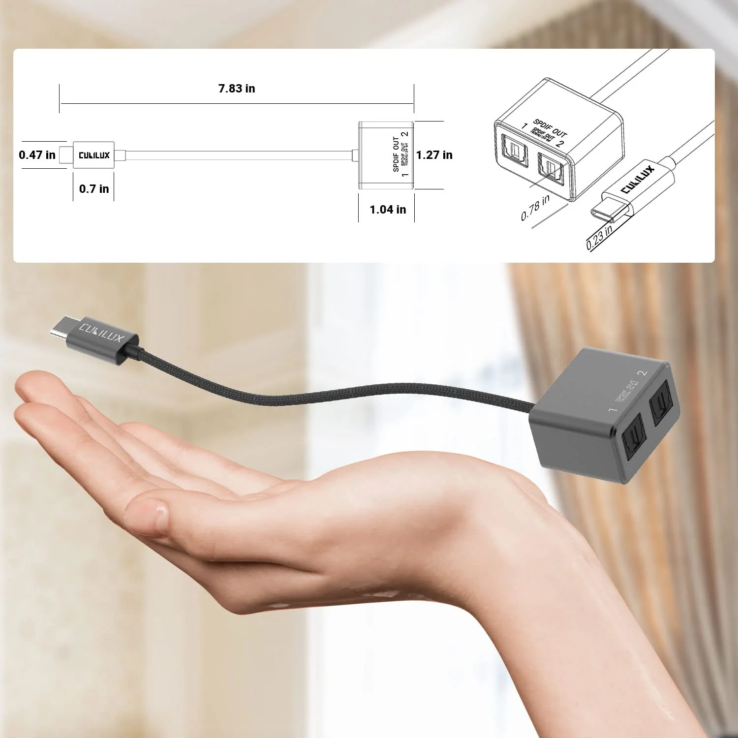 Cubilux USB C to Dual SPDIF Adapter [192KHz/24bit DAC] for iPad 10 iPad Pro/Air 5 4/Mini 6 MacBook Mac iMac Samsung S24/S23/S22/S21/S20 Pixel 8/7/6 Pro Type C to Double TOSLINK Optical Audio Splitter - Image 6