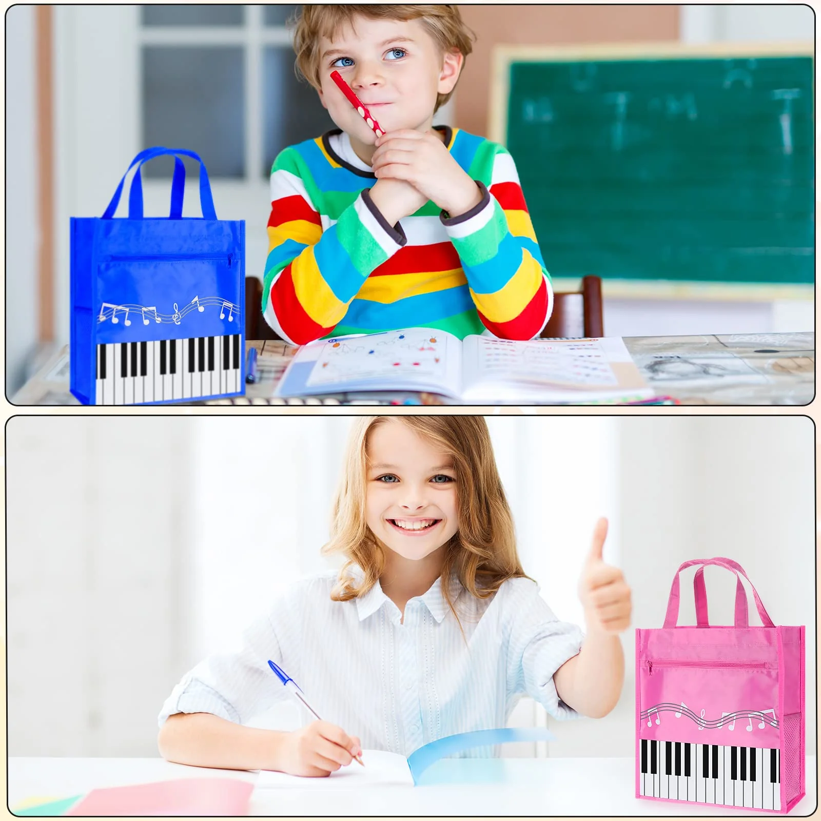 Cunno 3 Pcs Piano Keys Handbag Small Piano Music Bag Reusable Tote Bag Shoulder Shopping Bag Book Bag Tote for Piano Music Teacher Gifts - Image 5