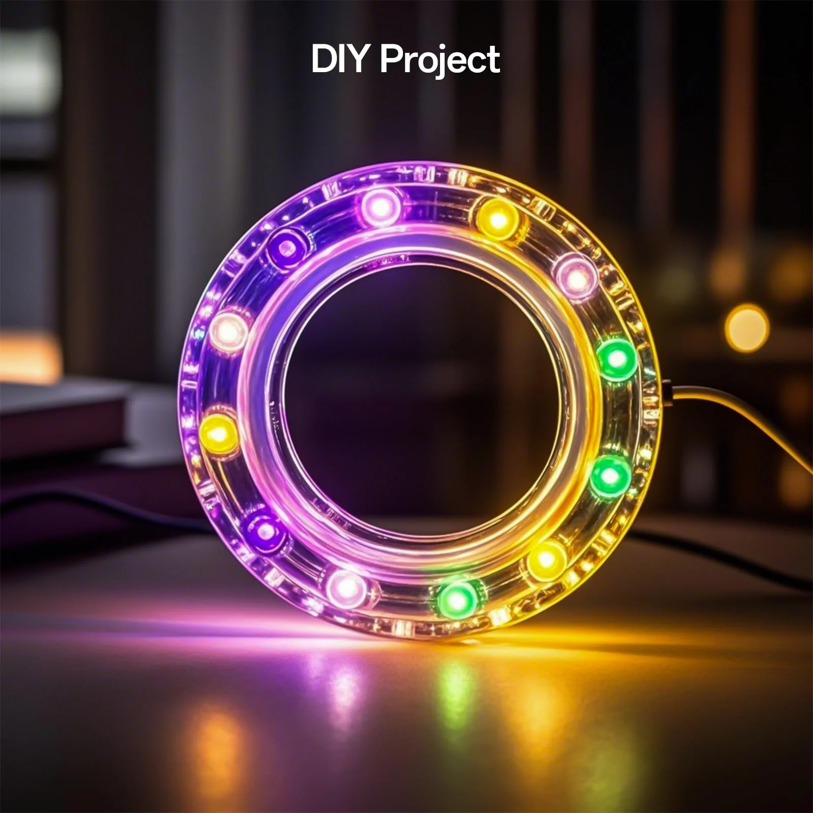 CUQI WS2812 RGB LED Ring 12 Bit Individually Addressable WS2812 LED 50 mm Diameter for Arduino, Raspberry Pi, DIY Projects 12-Bit Black - Image 7