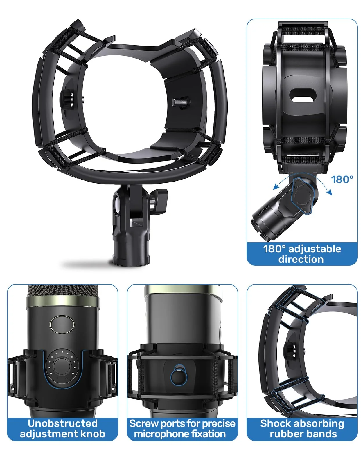 Custom Built for Blue yeti x Shock Mount, 2025 Upgrade Anti-Vibration Suspension Elastic Shock Mount Holder Clip Mics Stand Compatible with Blue yeti x Microphone - Image 3