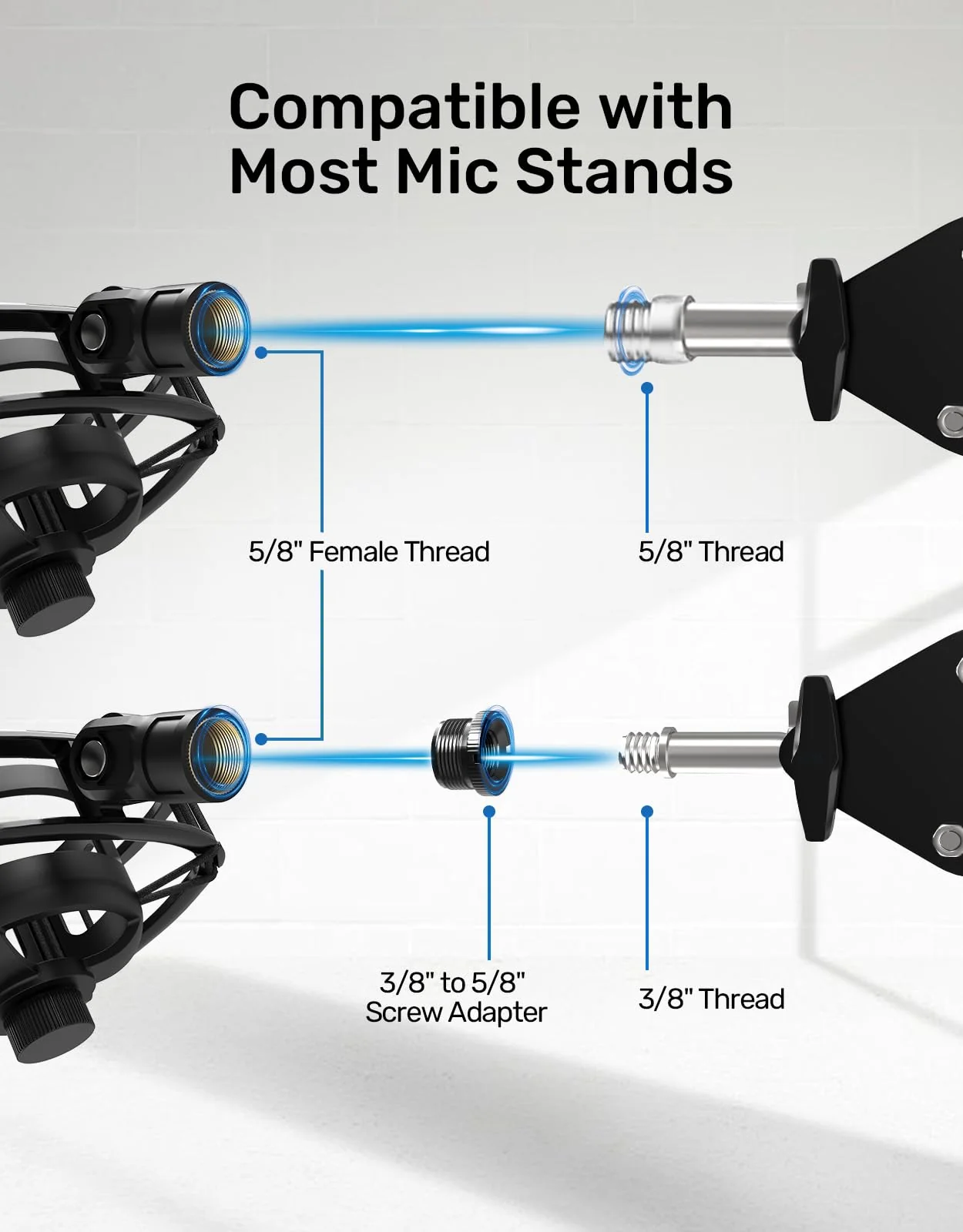 Custom Built for HyperX SoloCast Shock Mount, 2025 Upgrade Anti-Vibration Suspension Elastic Shock Mount Holder Clip Mics Stand Compatible with SoloCast Microphone - Image 6