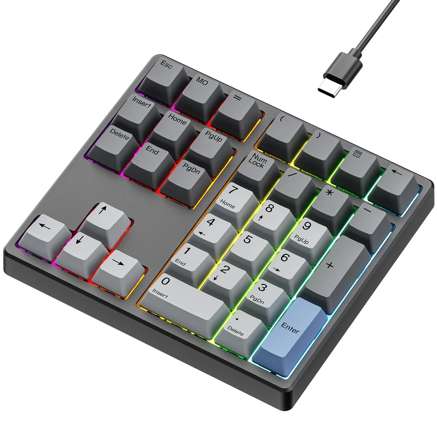 Custom Mechanical Number Pad, QMK/VIA Programmable Wired Numpad, 34 Key Hot Swappable USB Numeric Keypad with PBT Keycaps RGB Backlit Number Pad for Laptop, MacBook,PC Desktop