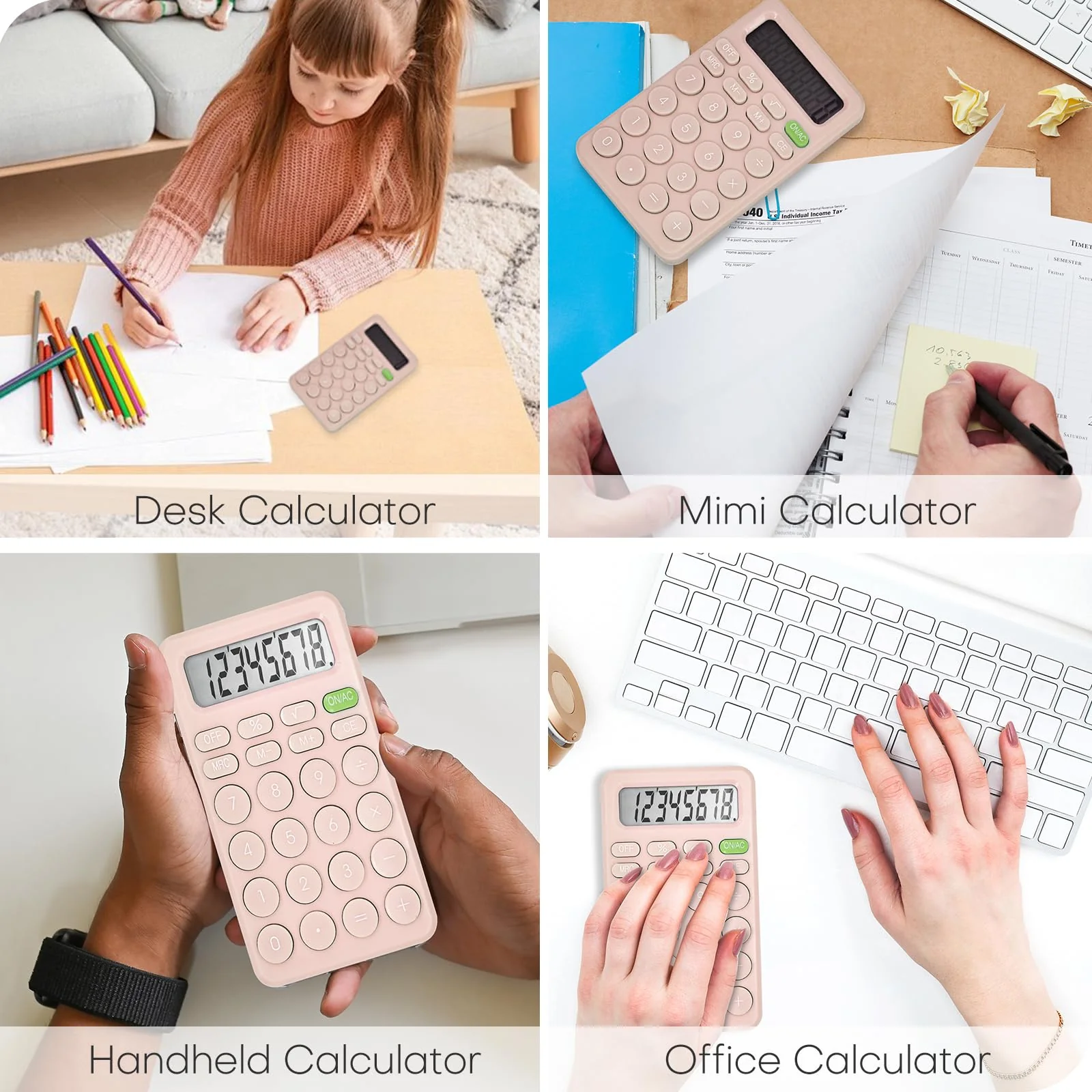 Cute Calculator, Basic Four Function Calculator for Teachers Students Basics Office, Small Handheld Calculator, 8 Digit with LCD Display, Sensitive Button, 5.5×3.2 inches Pink - Image 7