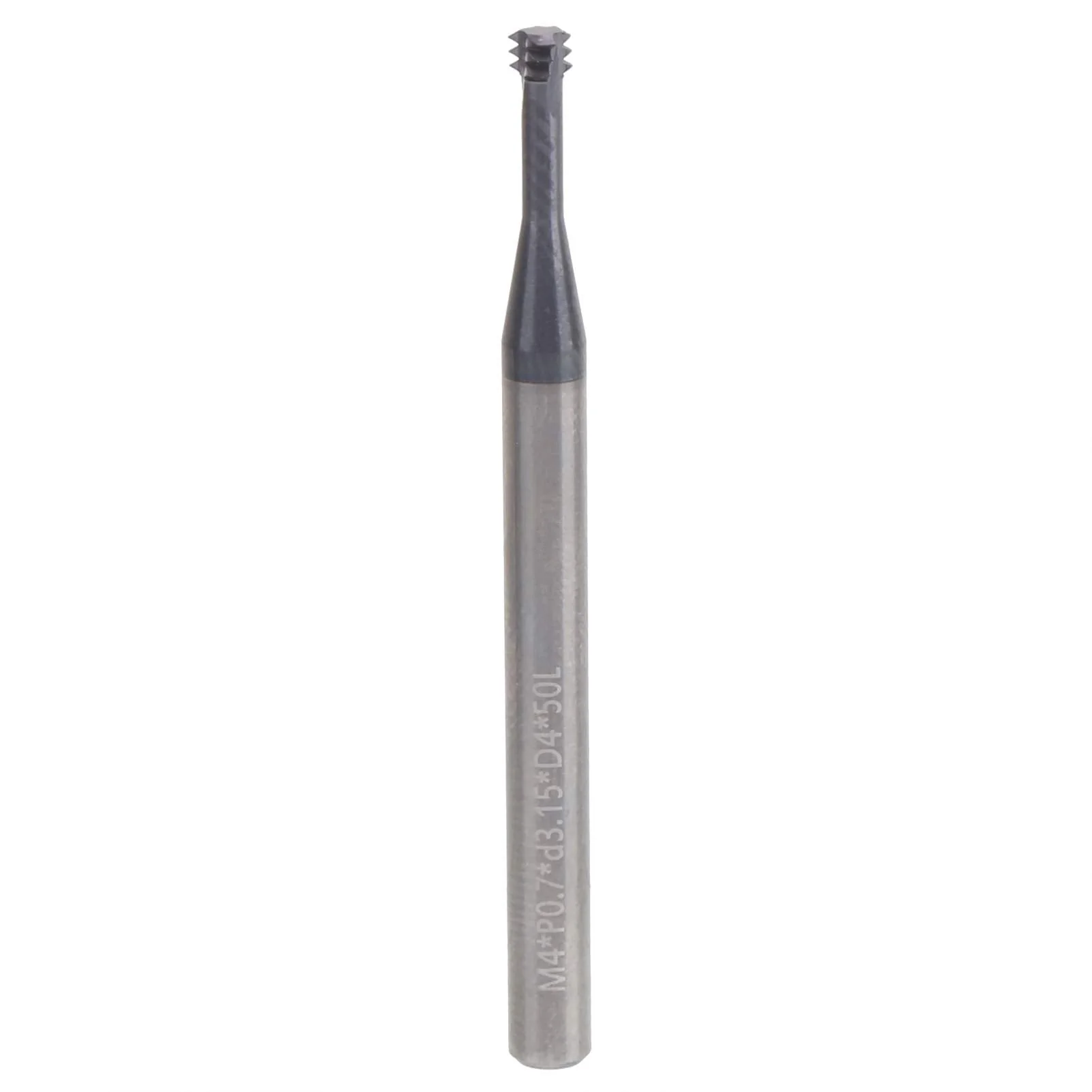 Cutting Cutter, 3-Tooth Metric 60° Tungsten Steel Thread Cutter, M4 x 0.7 x D4 x 50, Can Be Used for Aluminium, Copper, Stainless Steel, Alloy Steel