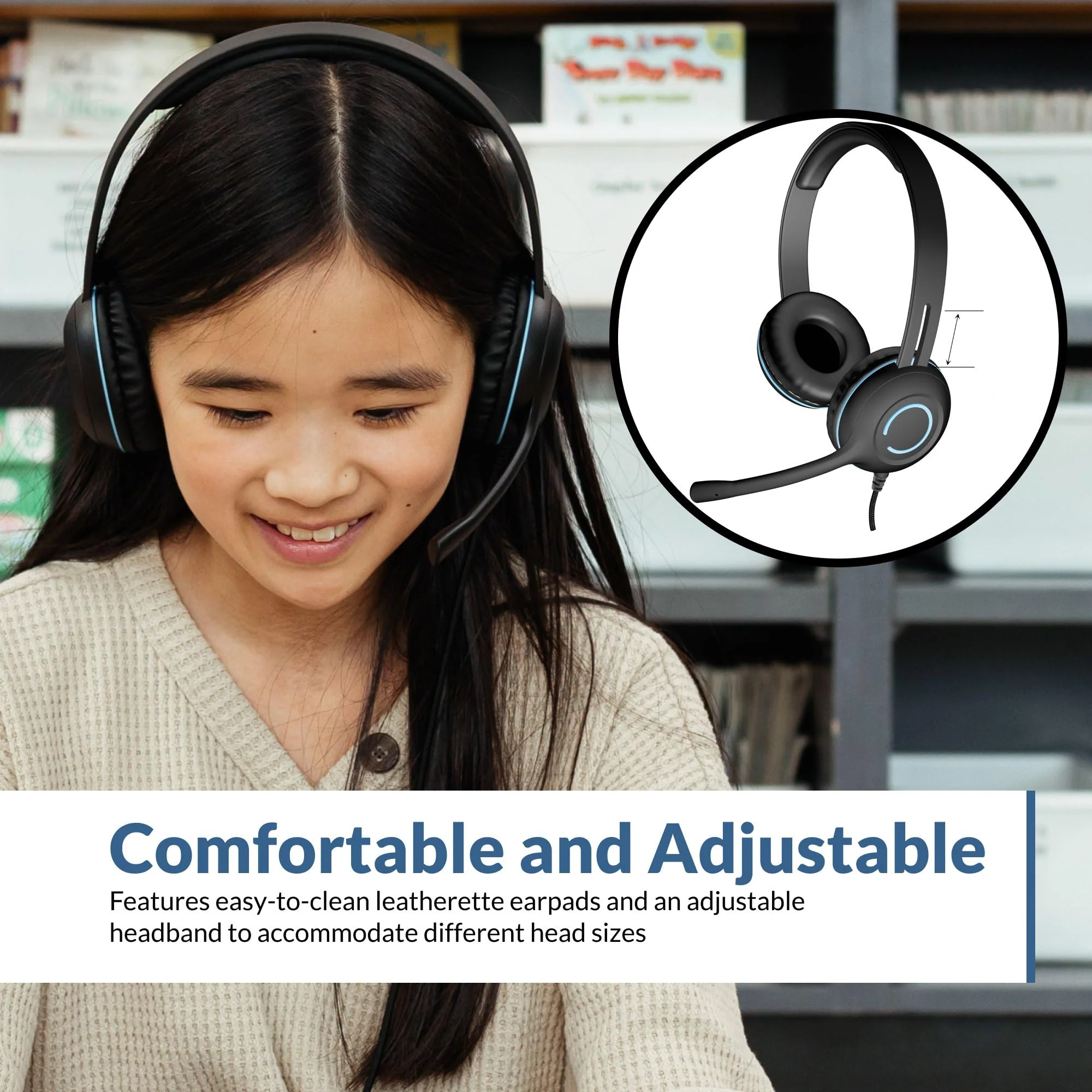 Cyber Acoustics 3.5mm Stereo Headset (AC-5002) – Durable, Crisp, and Clear Communication in Classrooms and at Home 1 pack without adapter - Image 3