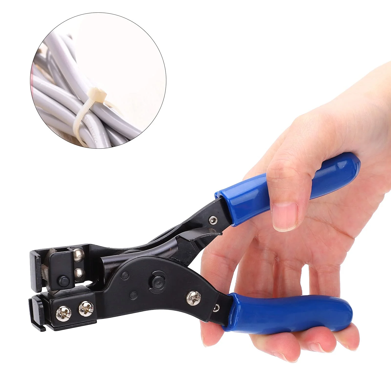 CYSFETENA HT-2081 Carbon Steel Cable Tie Pliers, Stainless Steel Cable Tie Pliers with Ergonomic Handle, 2-in-1 Cable Tie and Cutting Tool for 2.4-9 mm Cable Ties - Image 4