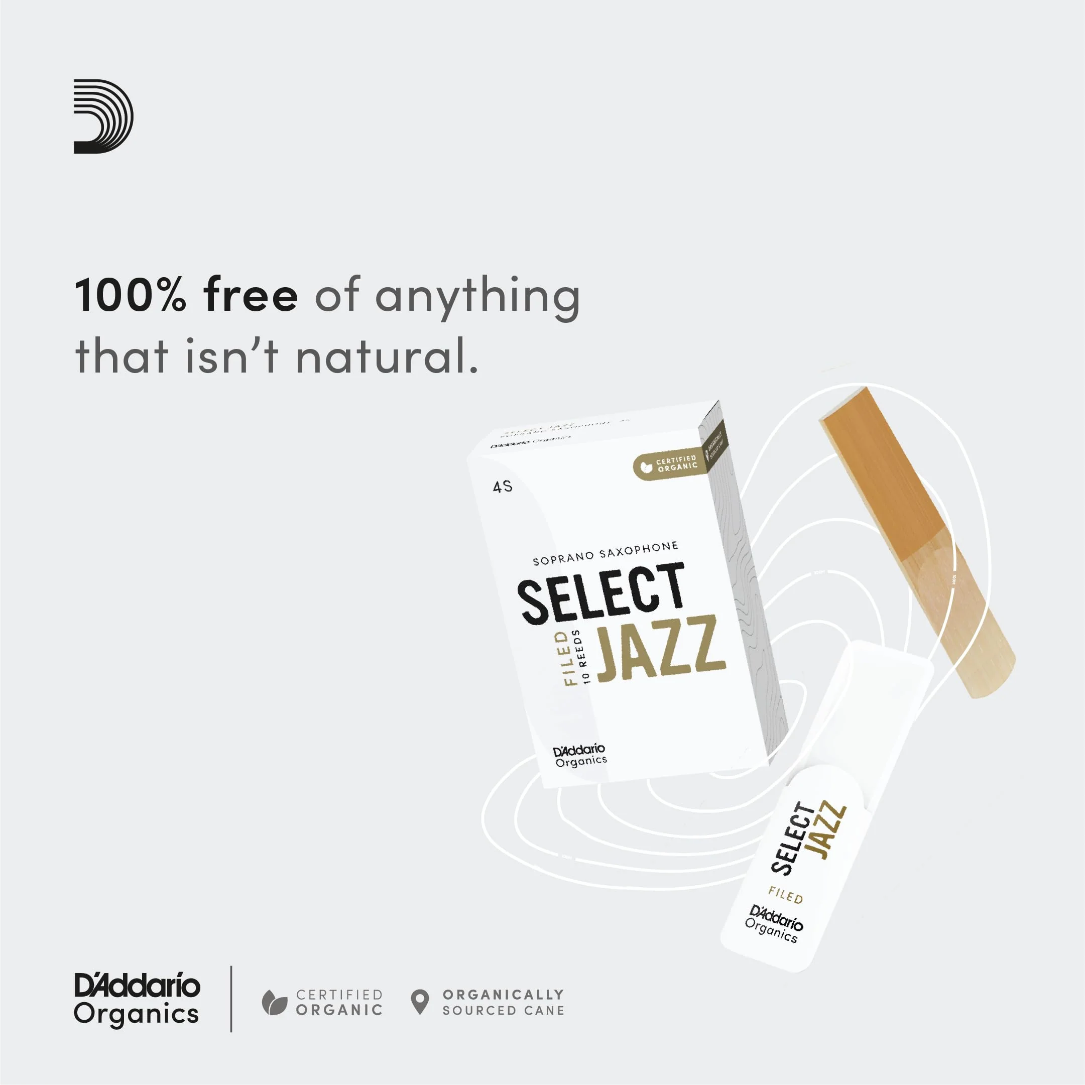 D’Addario Woodwinds - Organic Select Jazz Soprano Saxophone Reeds - Soprano Sax Reeds - Individually Sealed - Filed, Soft, Strength 3, 3-Pack - Image 6