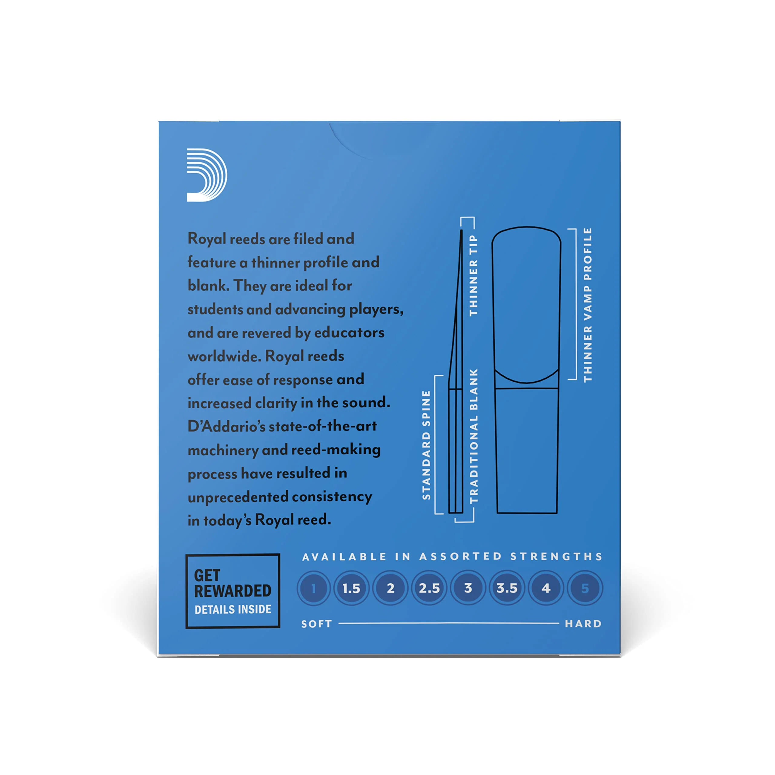 D’Addario Woodwinds - Royal Alto Clarinet Reeds - Reeds for Alto Clarinet - Strong Spine - Filed Cut - Strength 3.0 - Image 3