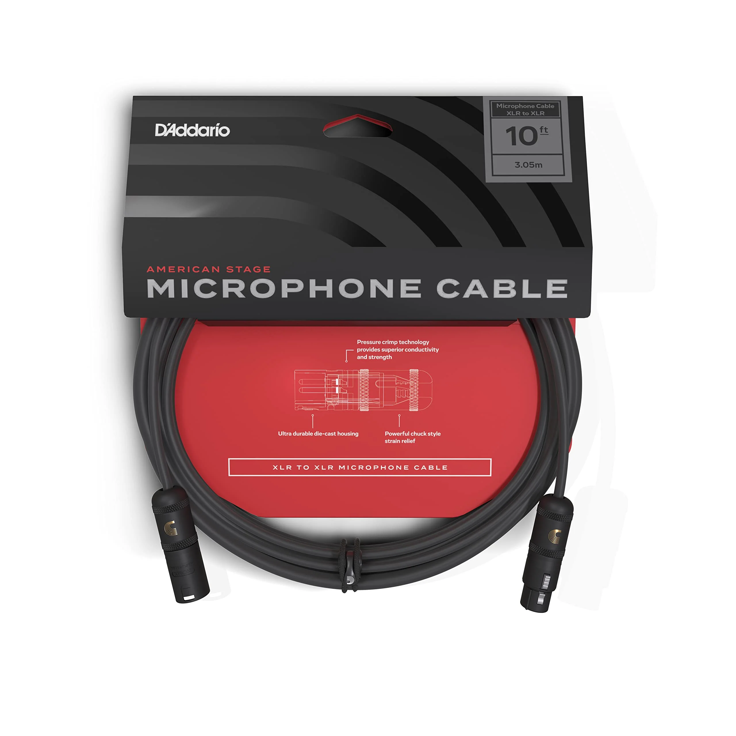 D'Addario Accessories Microphone Cable - XLR Cable - Copper Braid Shield - Optimal Signal Transfer - American Stage - 10 Feet/3.05 Meters - 1 Pack - Image 3