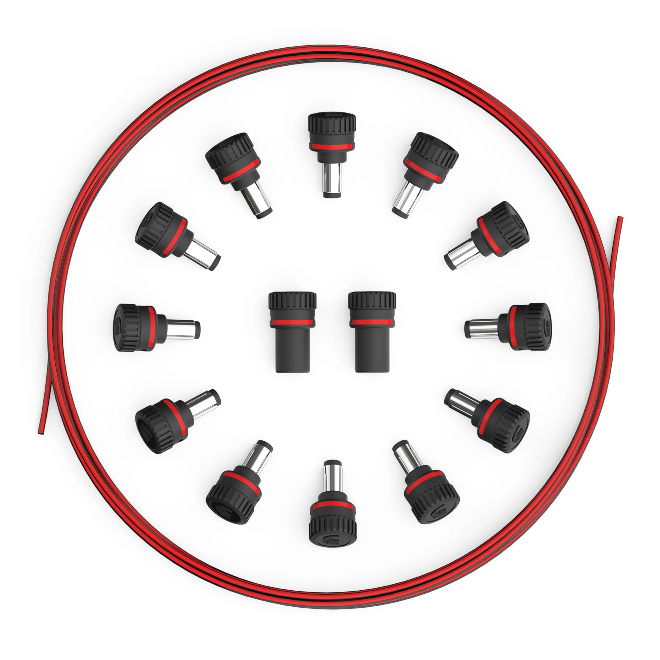 D'Addario Accessories XPND DIY Power Cable Kit - Customizable Power Cables for Guitar Pedal Boards - 12 Male Plugs, 2 Female Plugs, 10ft Cable