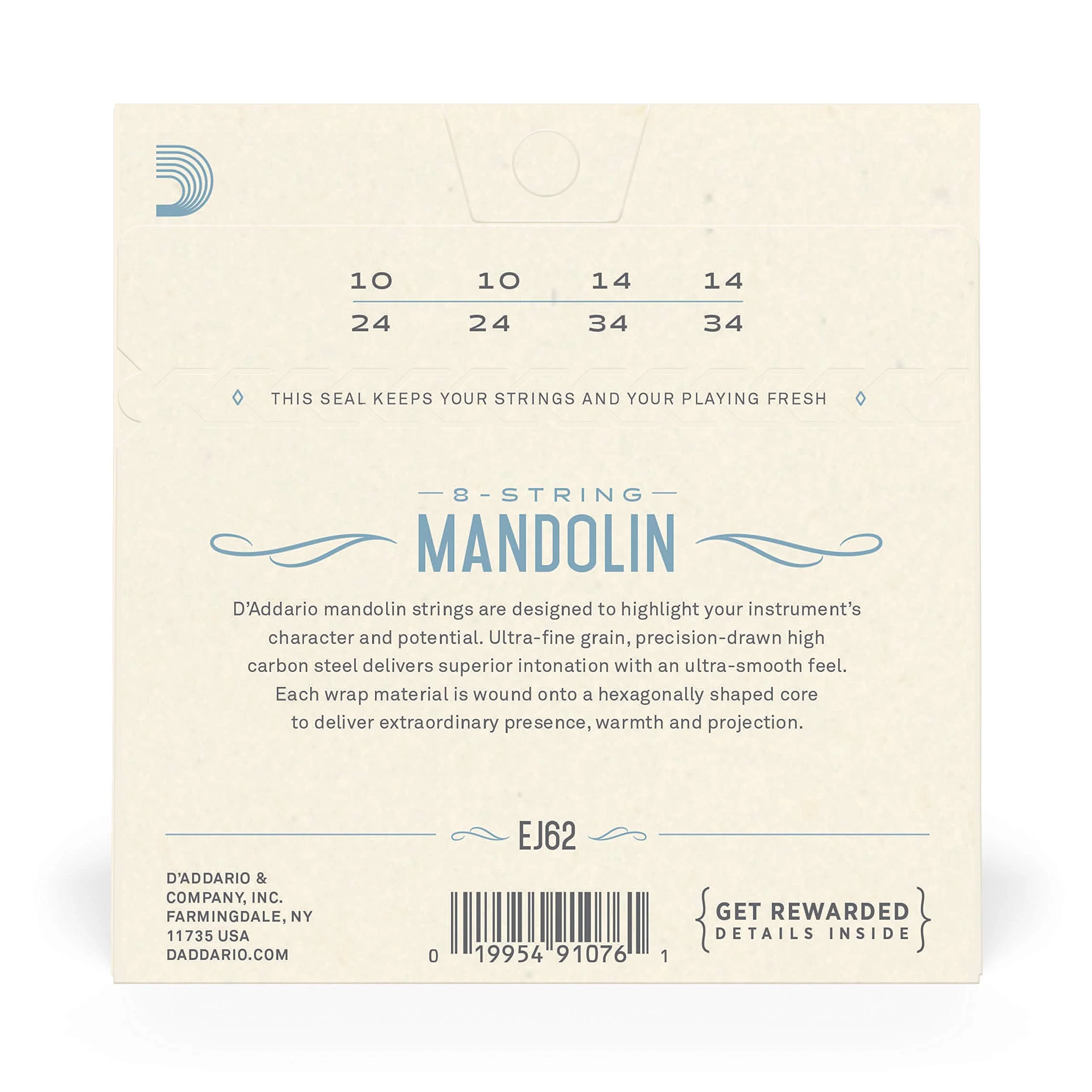 D'Addario EJ62 80/20 Bronze Mandolin Strings, Light, 10-34 - Image 3