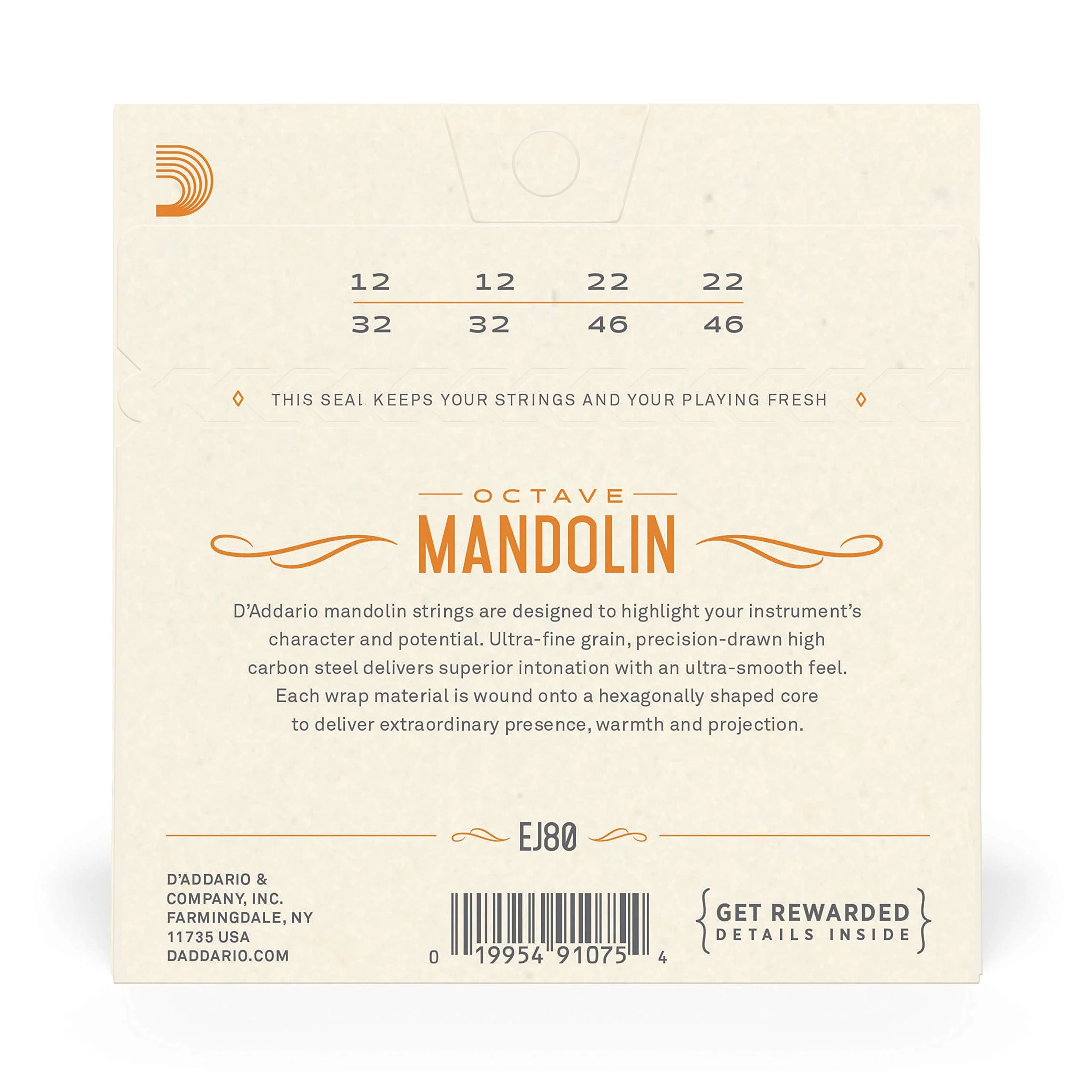 D'Addario EJ80 Phosphor Bronze Octave Mandolin Strings, Medium, 12-46 - Image 3